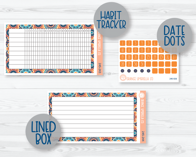 CLEARANCE | A5 EC Dashboard Monthly Planner Kit Stickers | Moroccan Courtyard 245-241