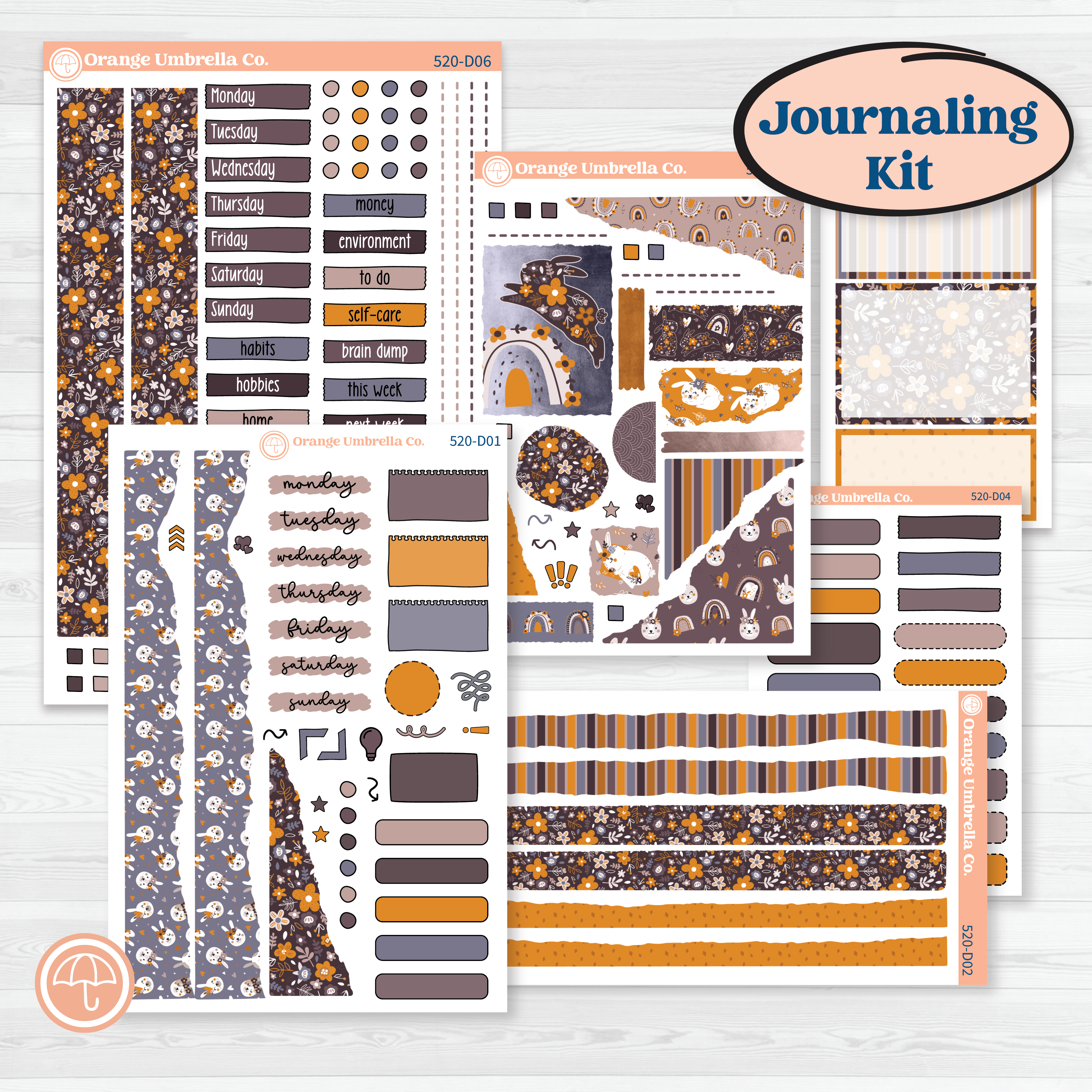Playful Easter Bunnies | Journaling or Scrapbooking Kit | Creative Junk Journal Planner Stickers | Bunny Hop | KIT-520-D