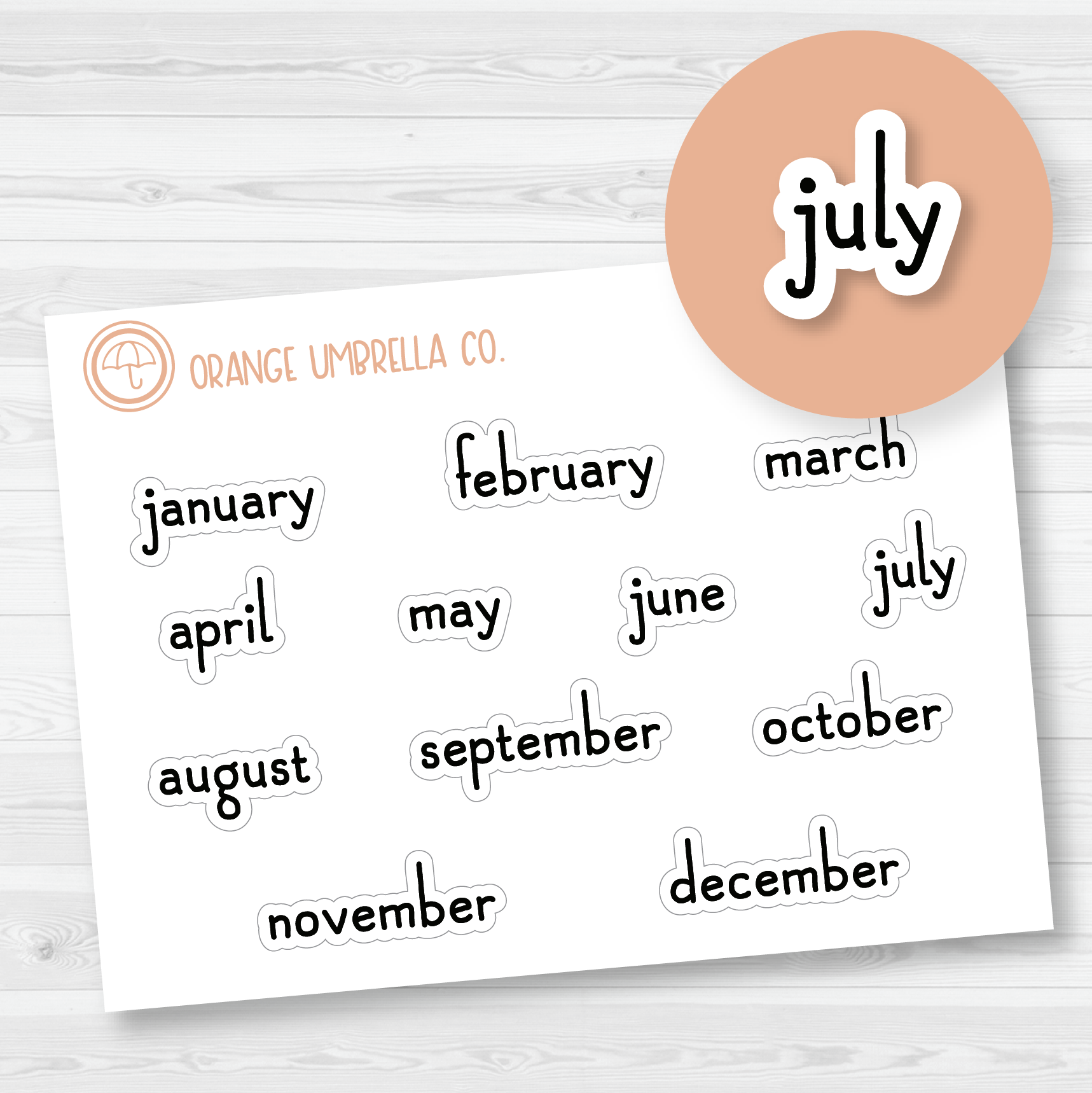 CLEARANCE | Month Name Planner Stickers - A5 Plum Months | F16 Print | B-009-B