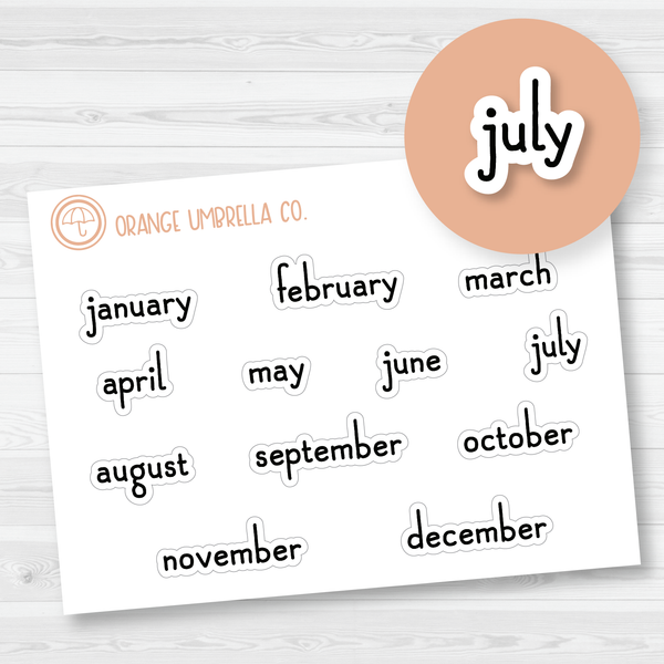 Month Name Planner Stickers - A5 Plum Months | F16 Print | B-009-B
