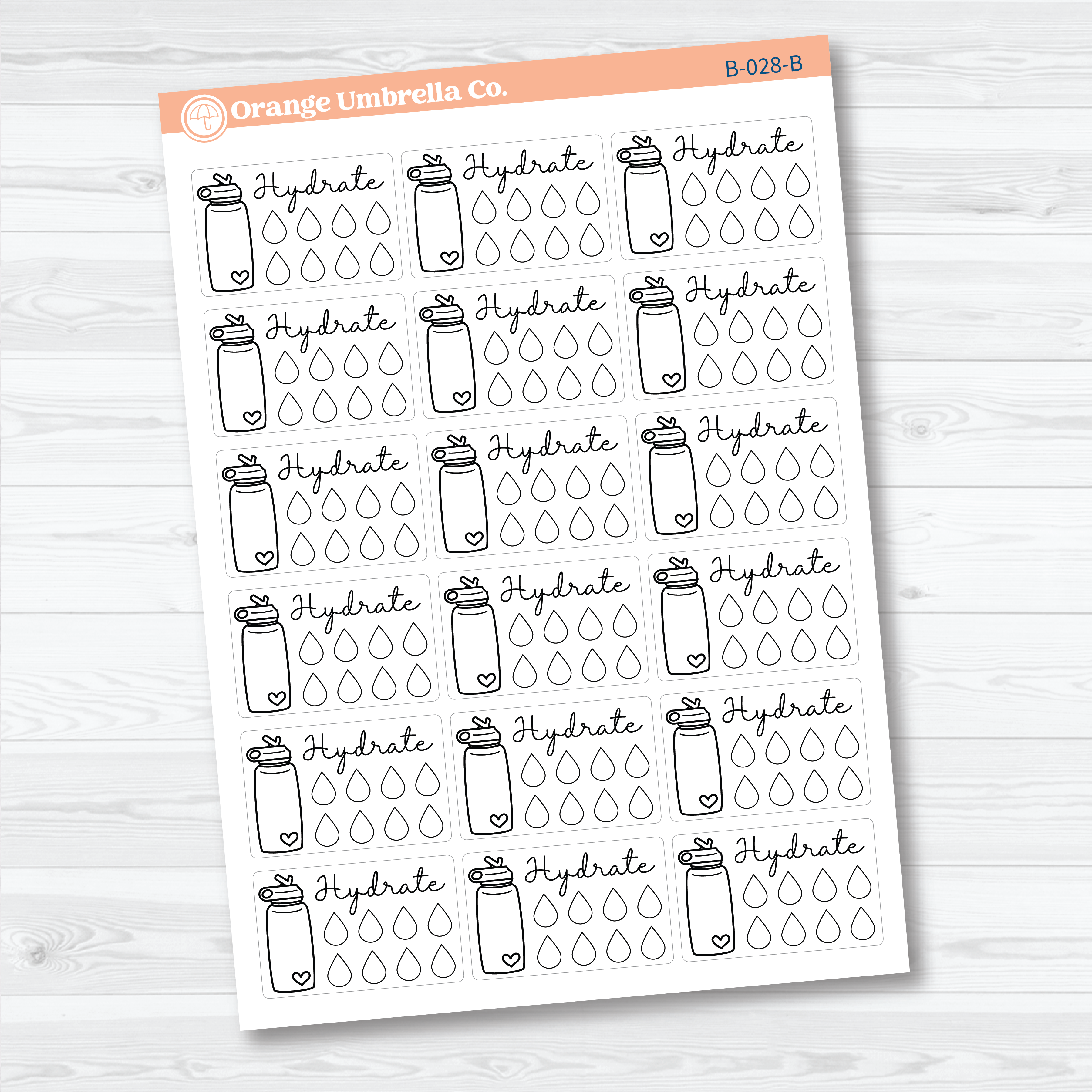 Hydrate/Water - Half Box Tracker Planner Stickers | B-028