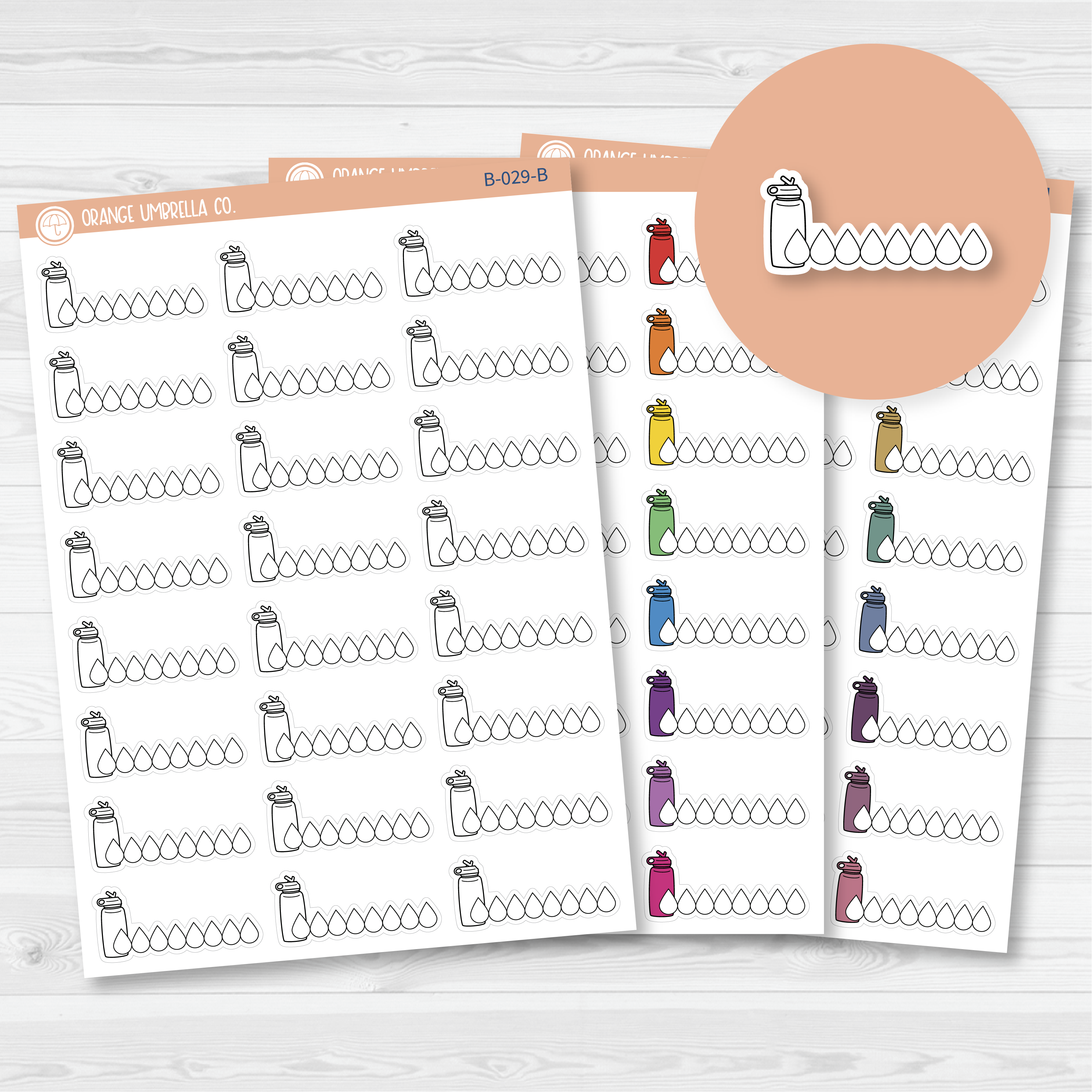 Hydrate/Water Tracker Planner Stickers | B-029