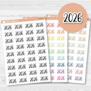 2026 Year Mini Script Planner Stickers | F2 | B-062