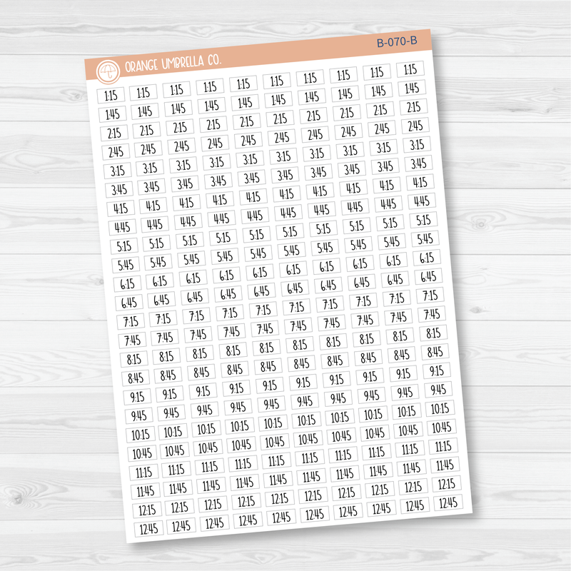 Time - Quarter/3-Quarter Hour Script Planner Stickers | F3 | B-070