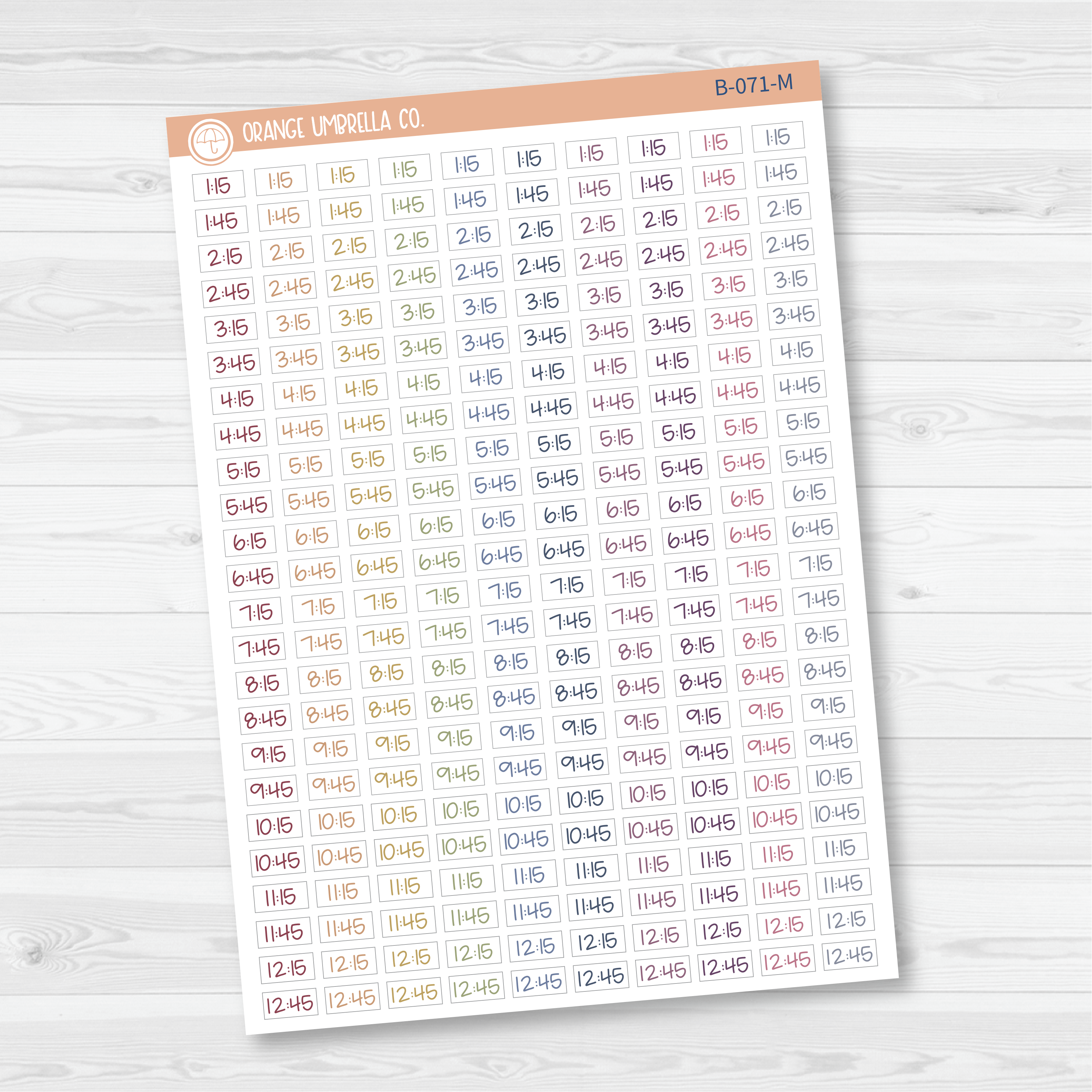 Time - Quarter and 3-Quarter Hour Jen Plans Script Planner Stickers | FJP | B-071