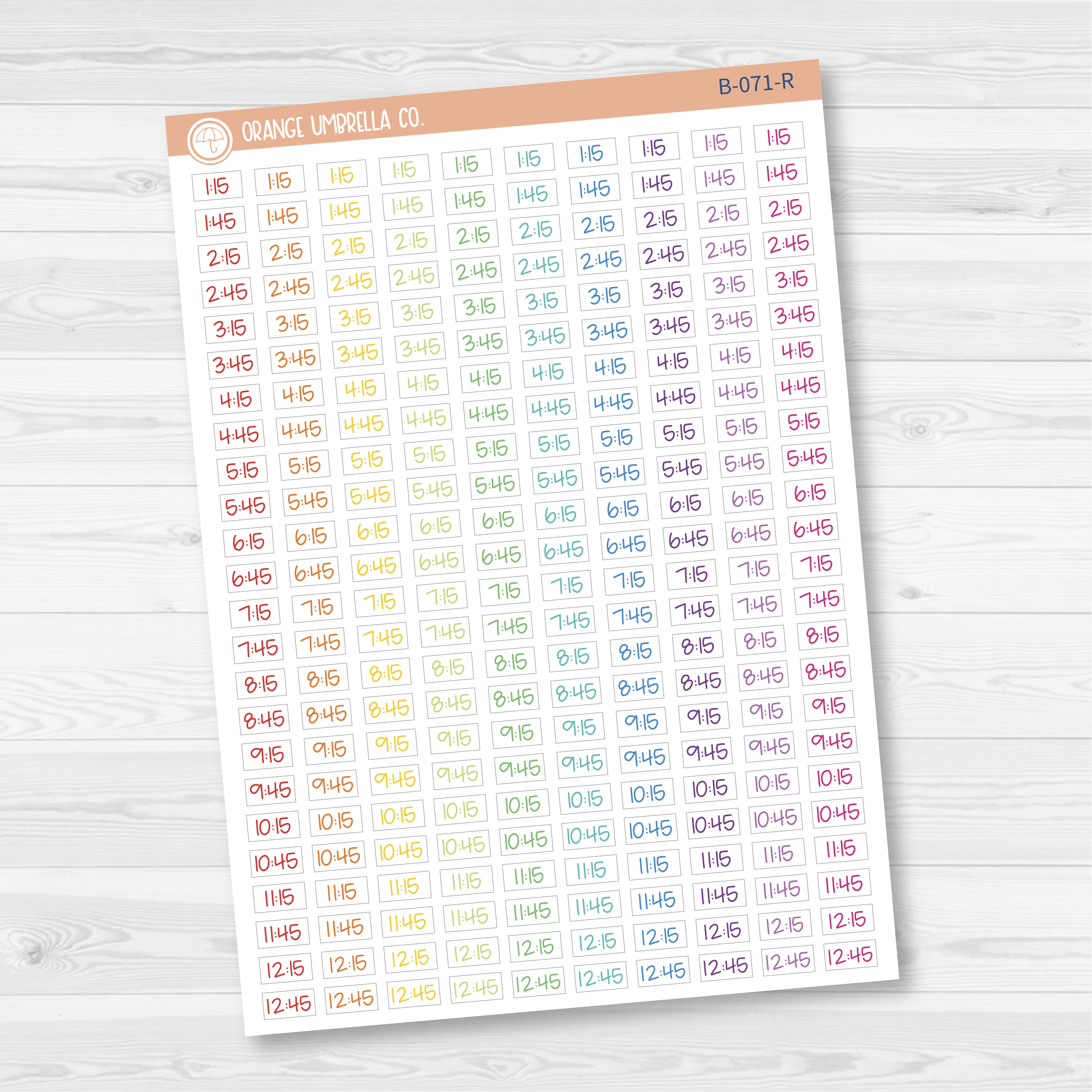 Time - Quarter and 3-Quarter Hour Jen Plans Script Planner Stickers | FJP | B-071