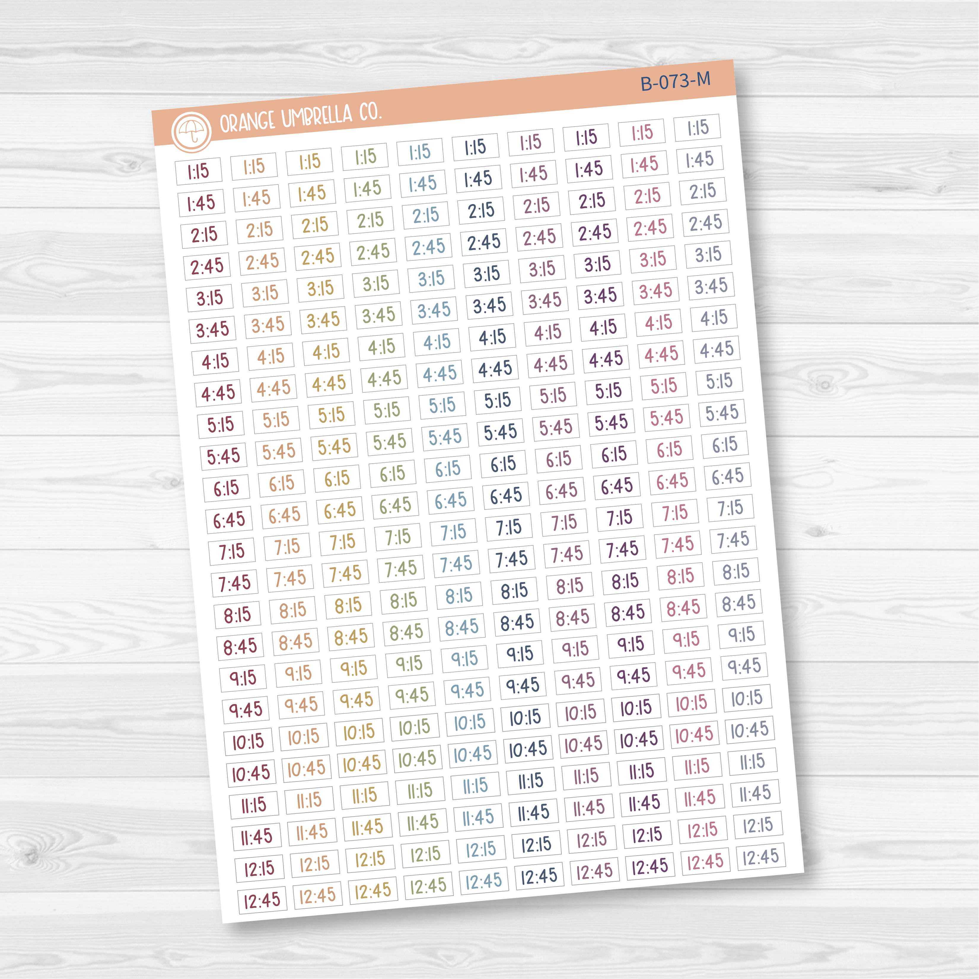 Time - Quarter and 3-Quarter Hour Saray Plans Script Planner Stickers | FSP | B-073