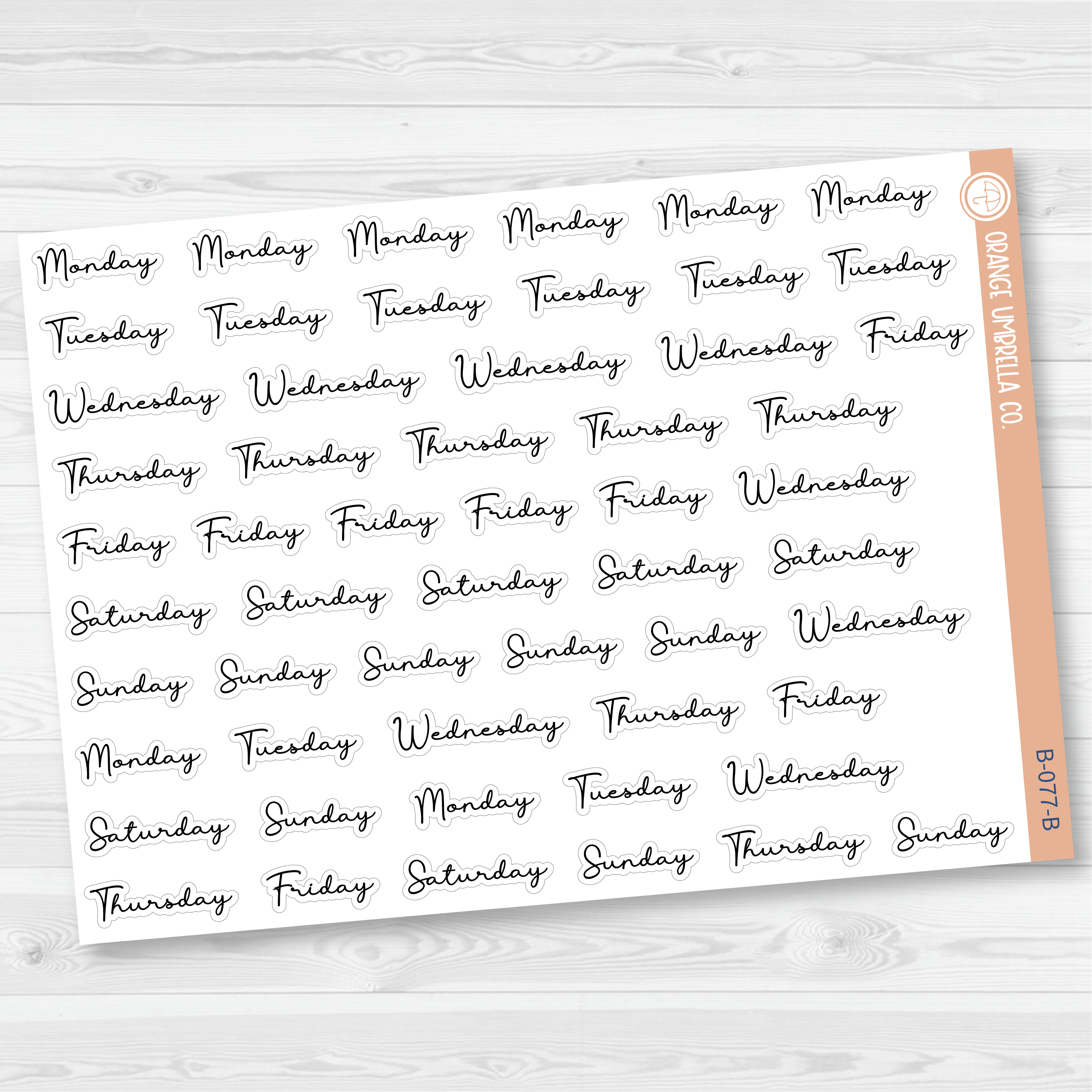 Day of the Week Header Planner Stickers | F5 | B-077