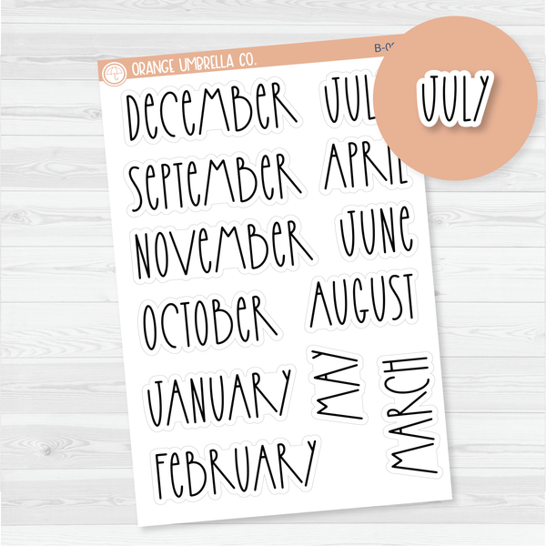 Month Name Planner Stickers - 7x9 ECLP Monthly | FC12 | B-091-B