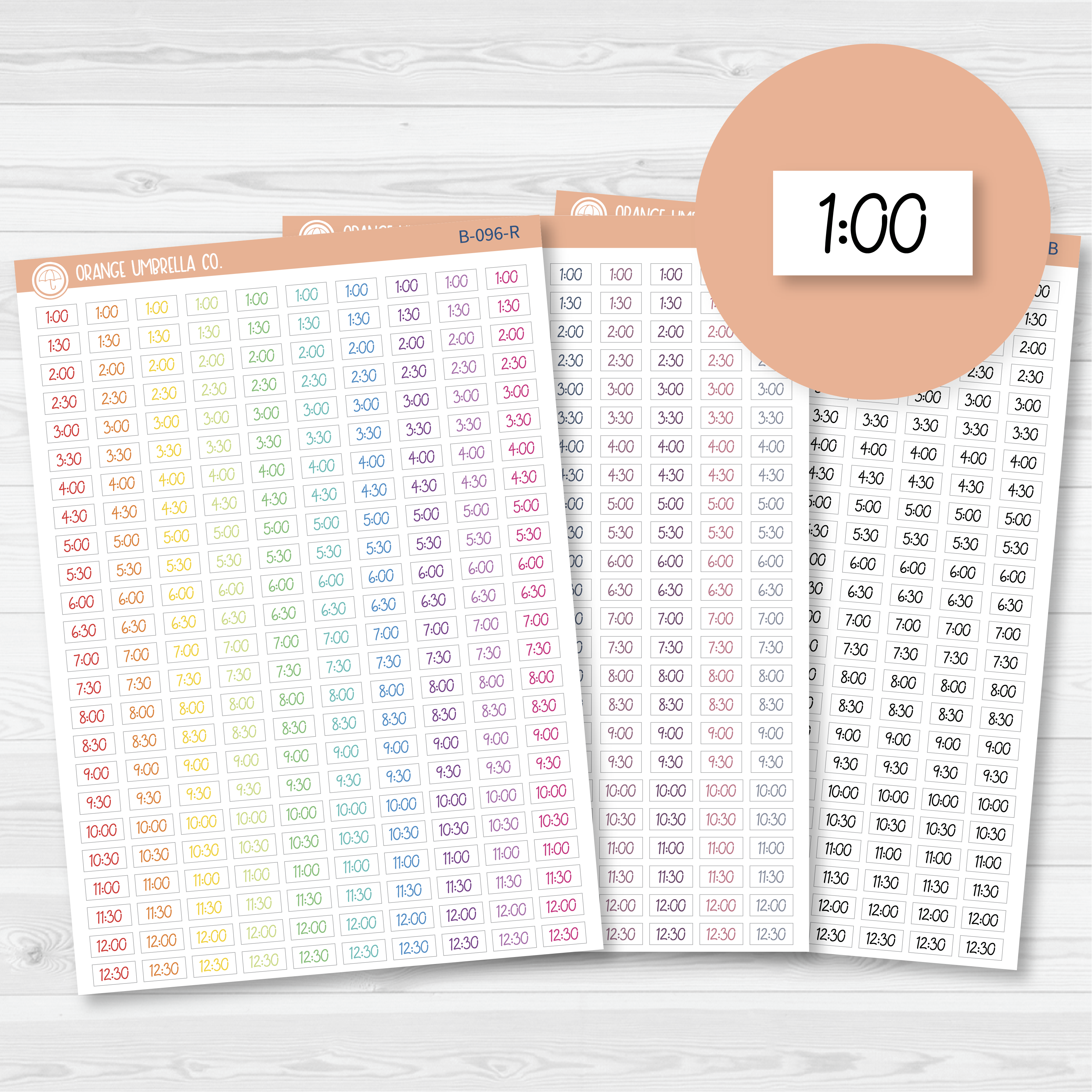 CLEARANCE | Time - 30 Minute/Half Hour Script Planner Stickers | FC12 | B-096