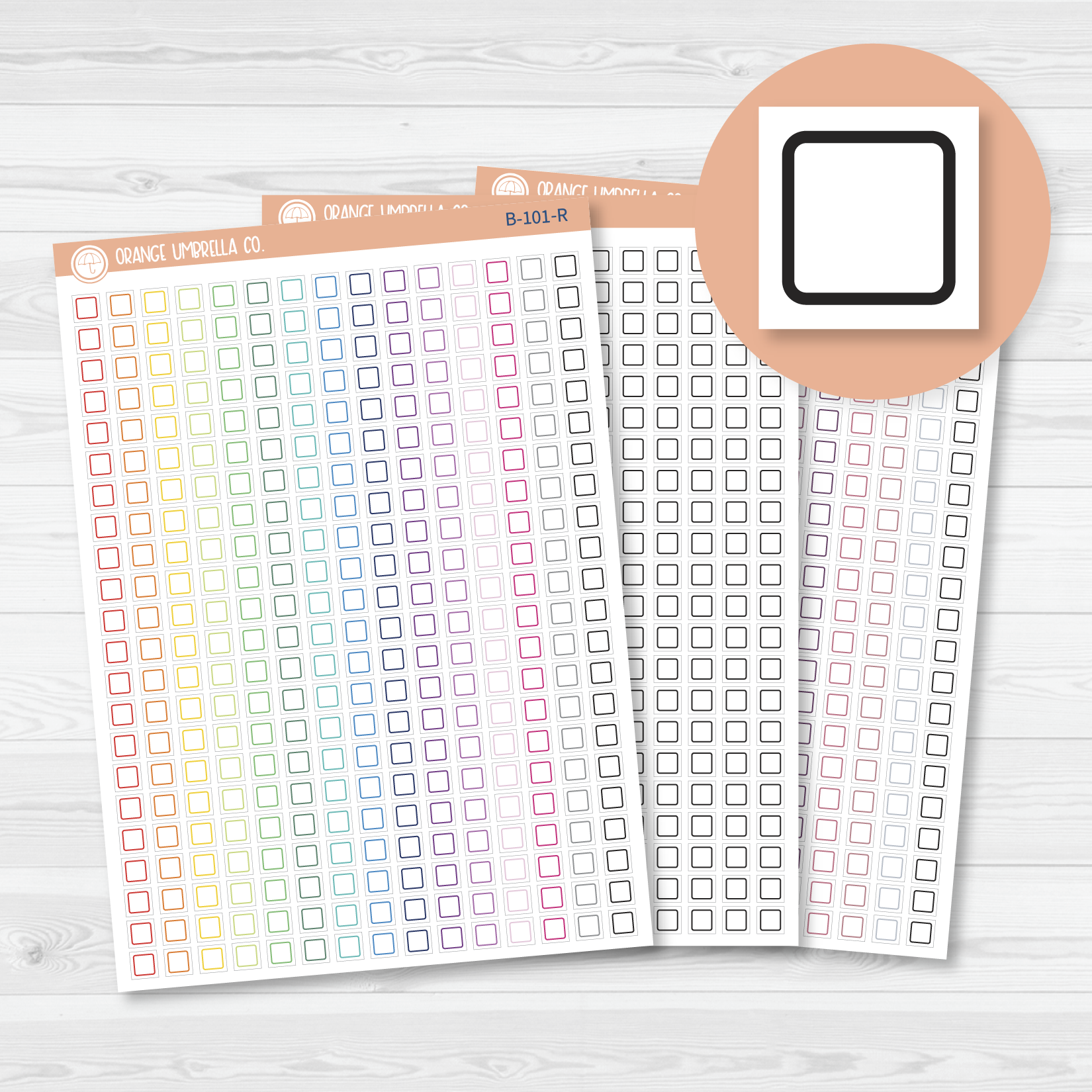 Checkbox - Individual Single Color Coding Planner Stickers | Square | B-101