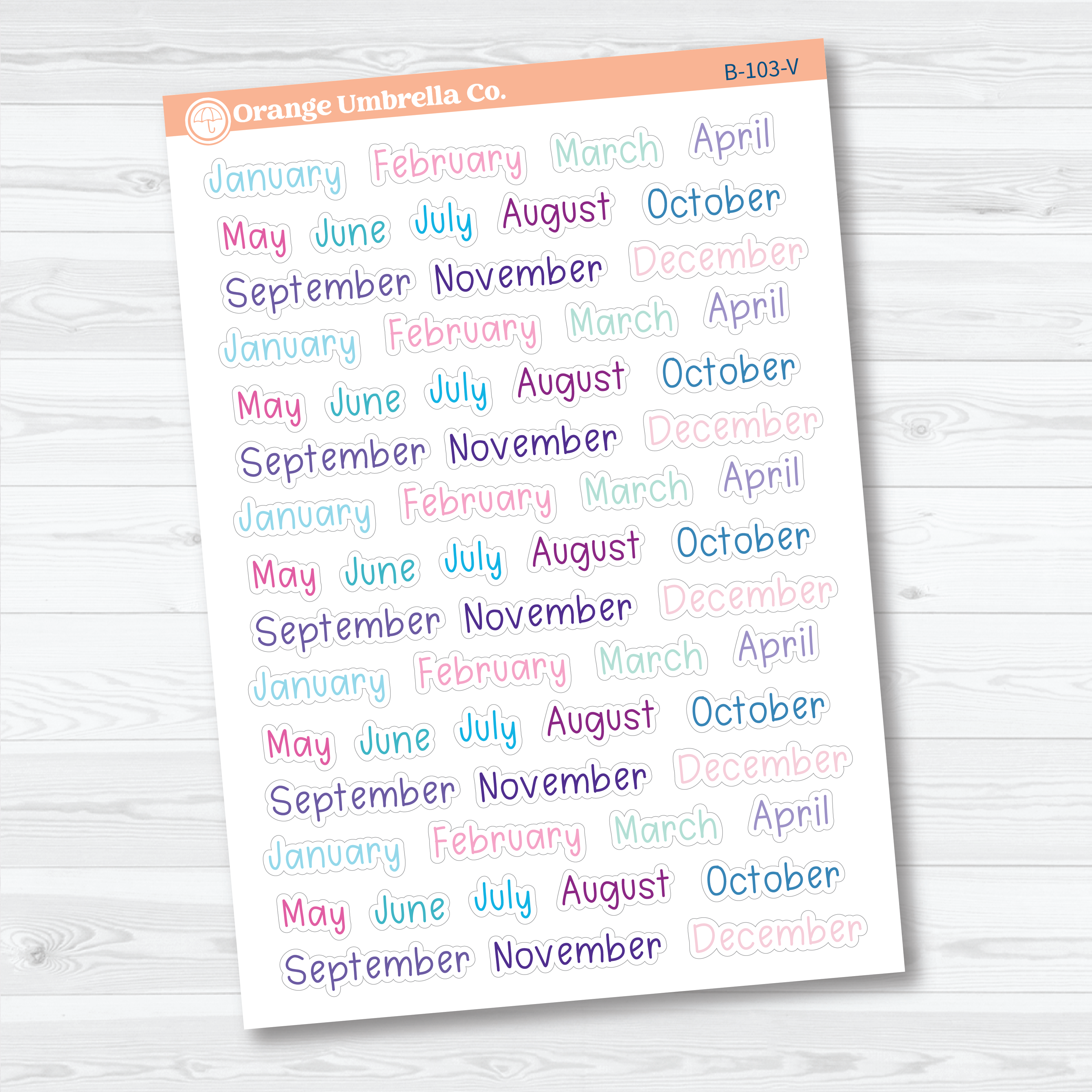 Months Planner Stickers | Tiny Julie’s Plans Month Stickers | B-103