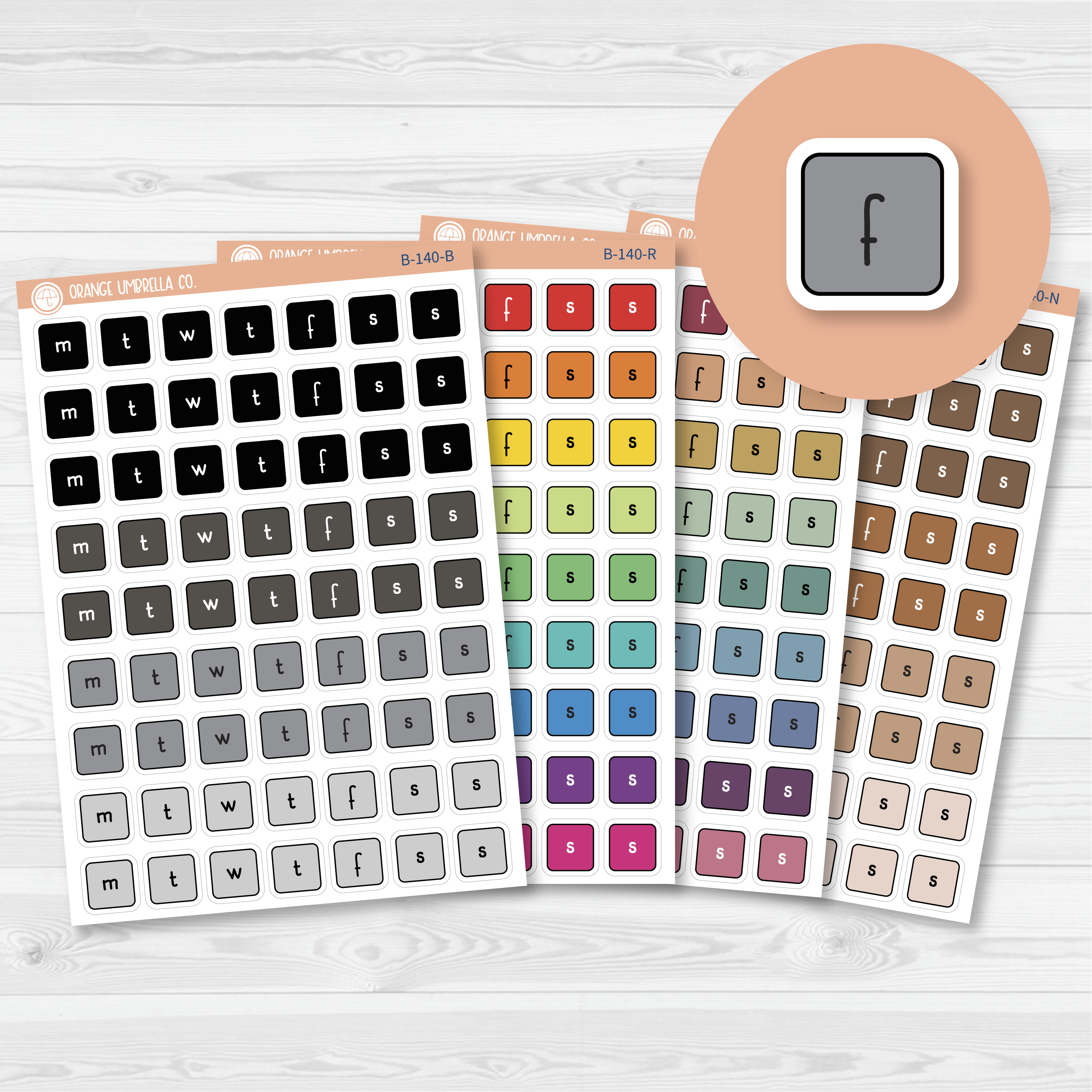 CLEARANCE | Weekday Letter Cover Planner Stickers | F16 Print | B-140
