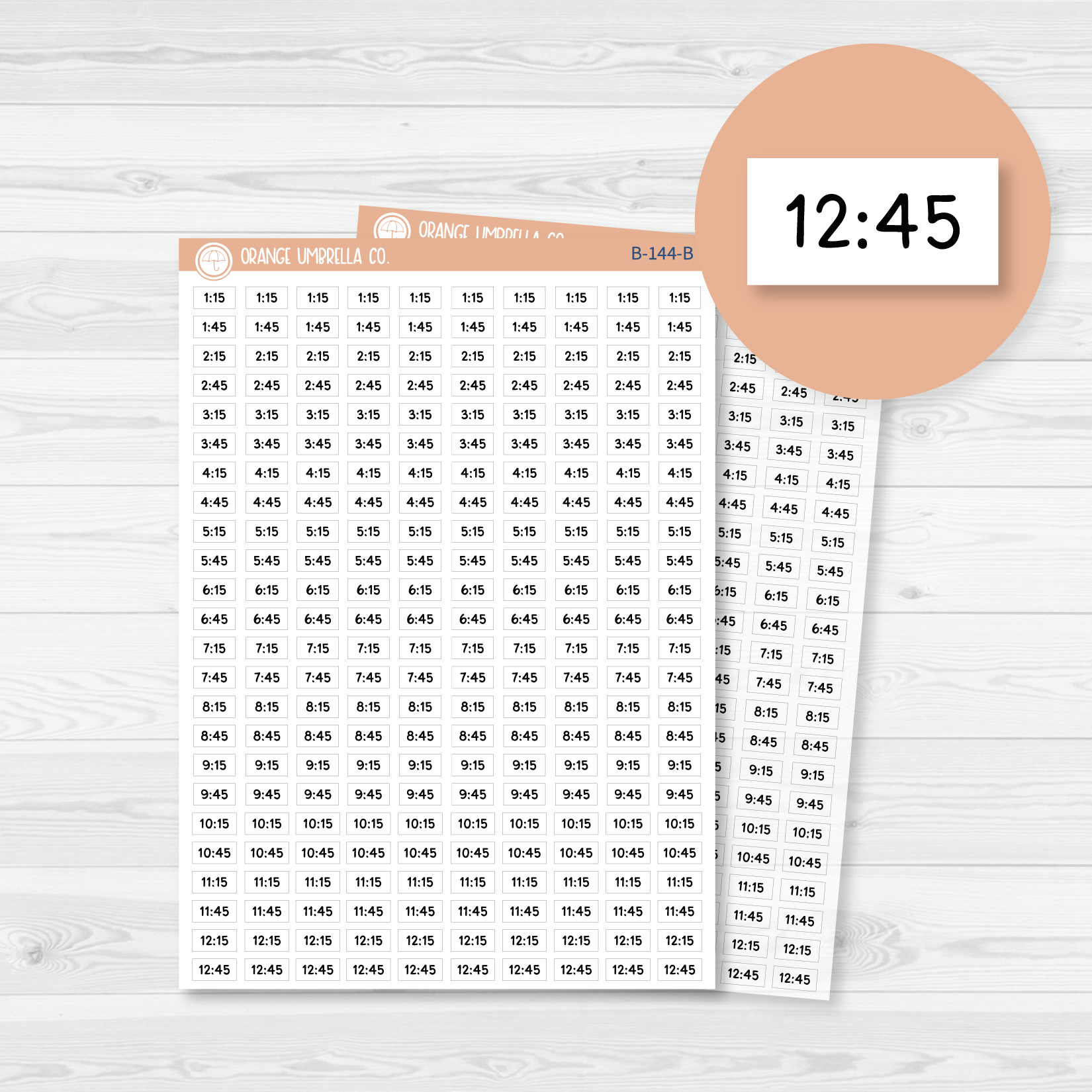 CLEARANCE | Time - Quarter and 3-Quarter Hour Script Planner Stickers | F16 Script | B-144-B