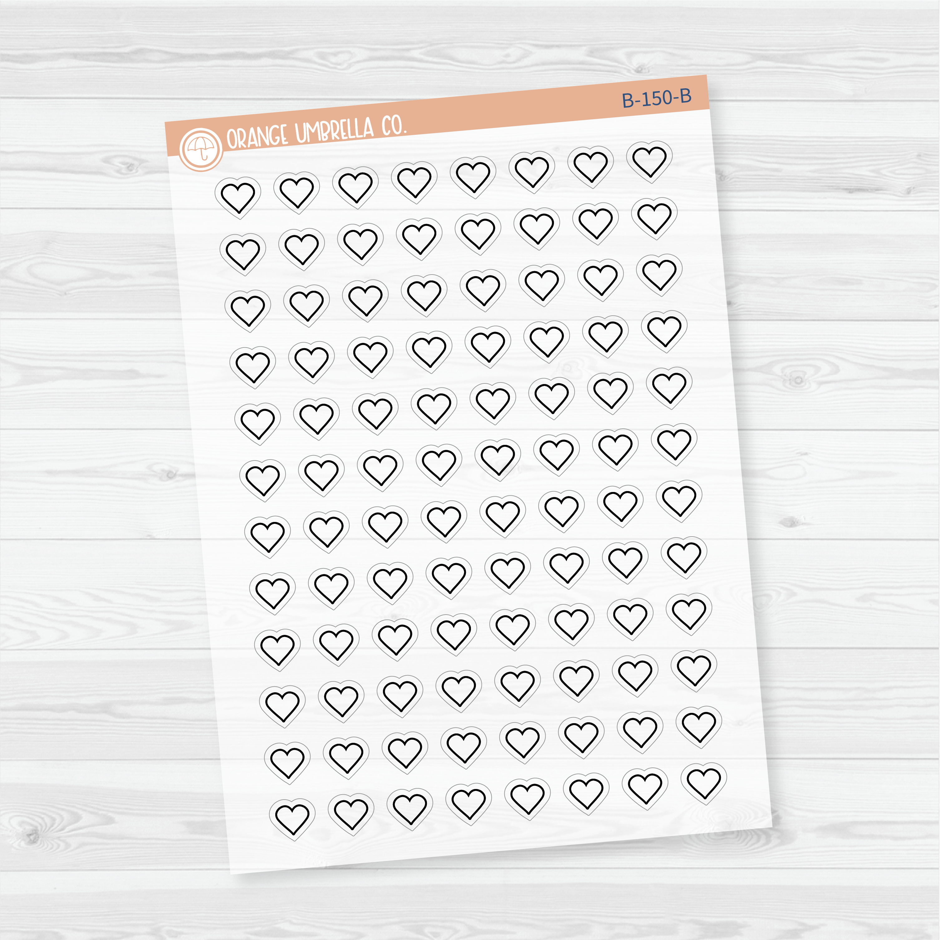 Heart Outline Planner Stickers | Clear Matte | B-150-CM