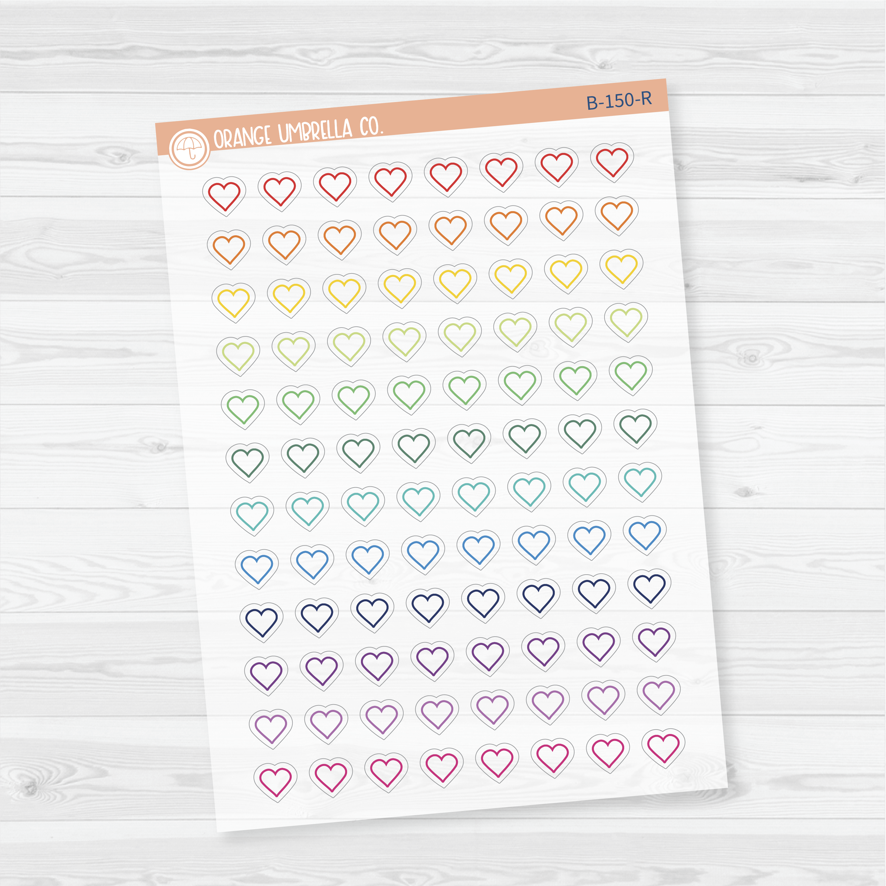 Heart Outline Planner Stickers | Clear Matte | B-150-CM