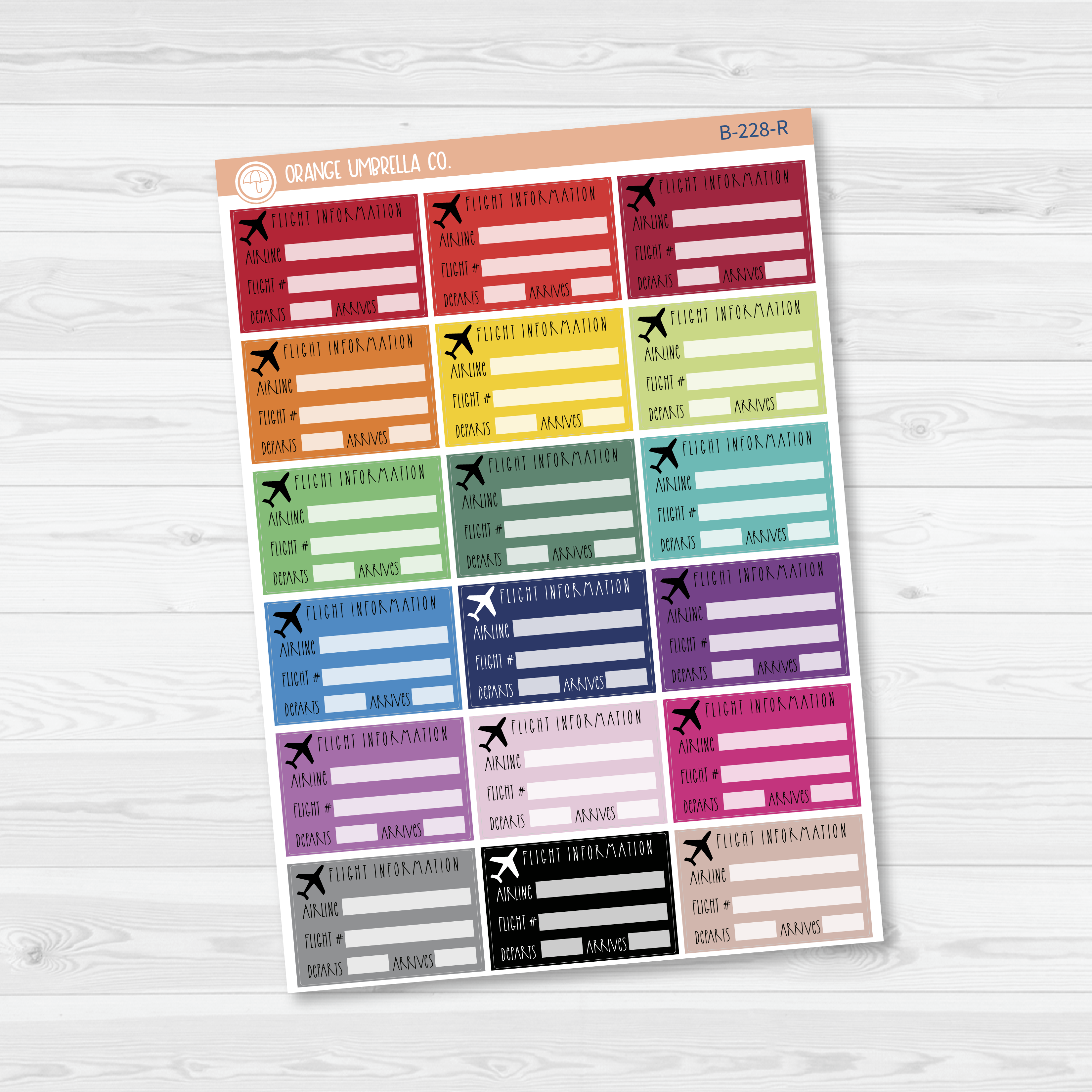 Flight Tracker Half Box Planner Stickers | B-228