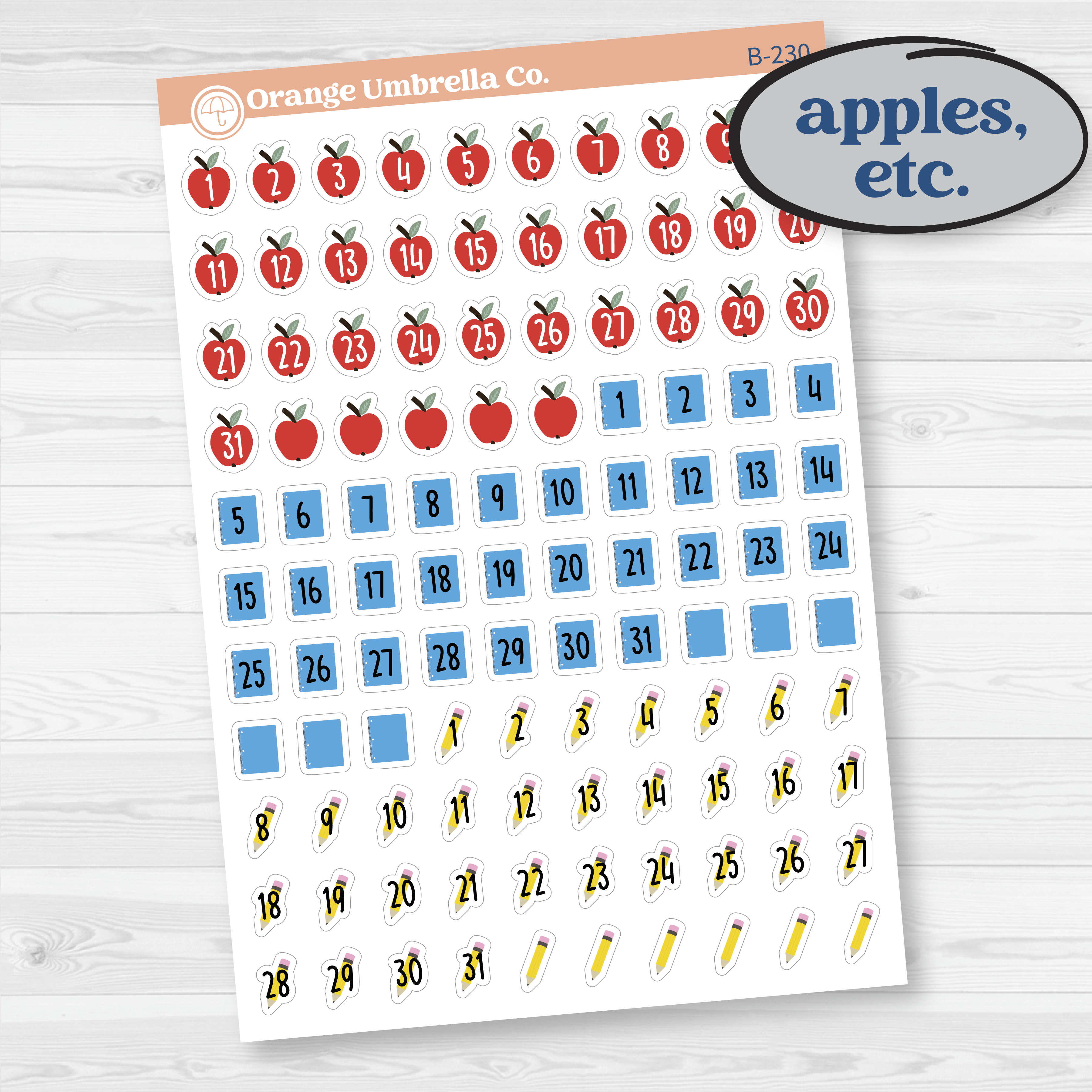 Back to School Date Dots | Fun Monthly Number Stickers | B-229-230