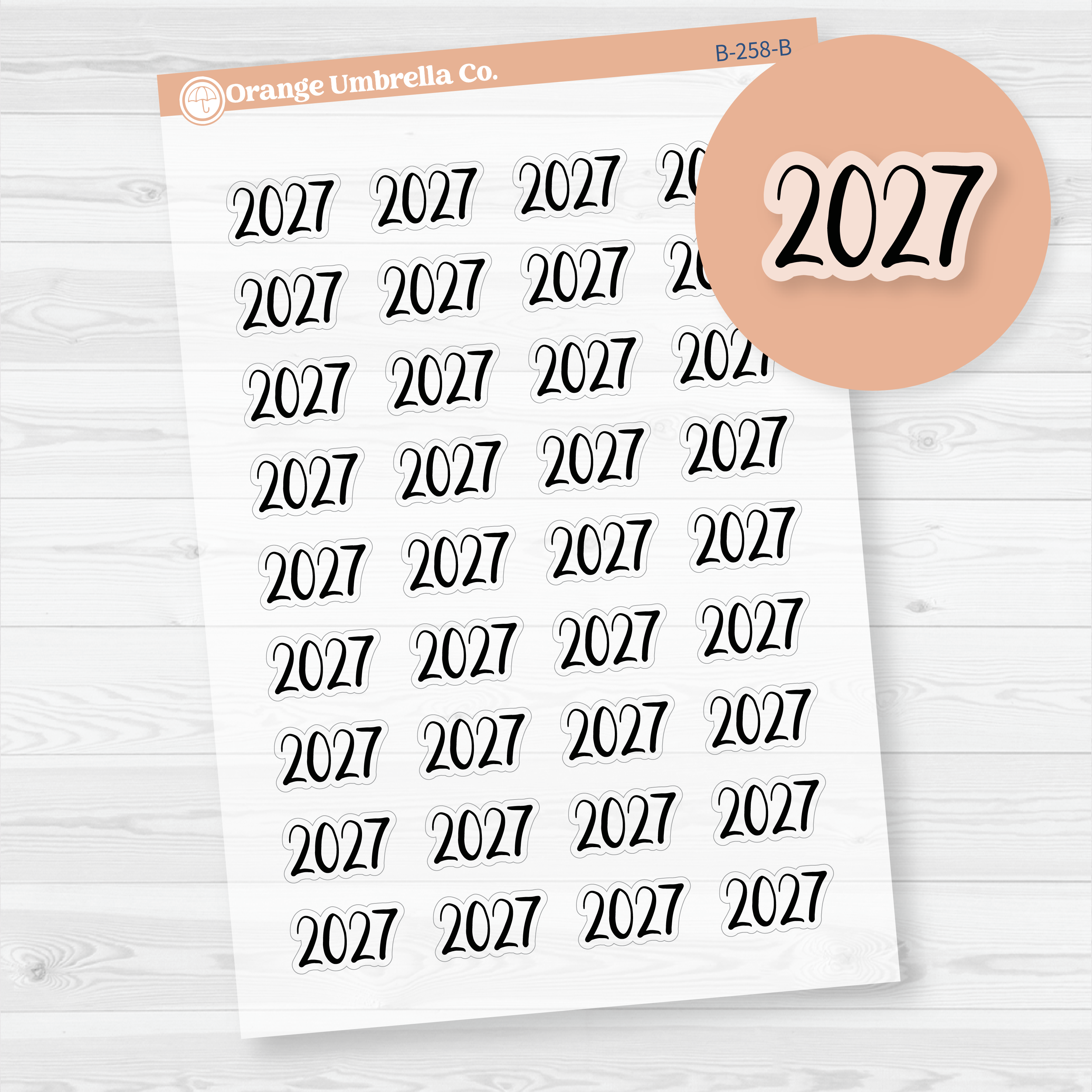 2027 Year Mini Script Planner Stickers | F2 | Clear Matte | B-258-BCM