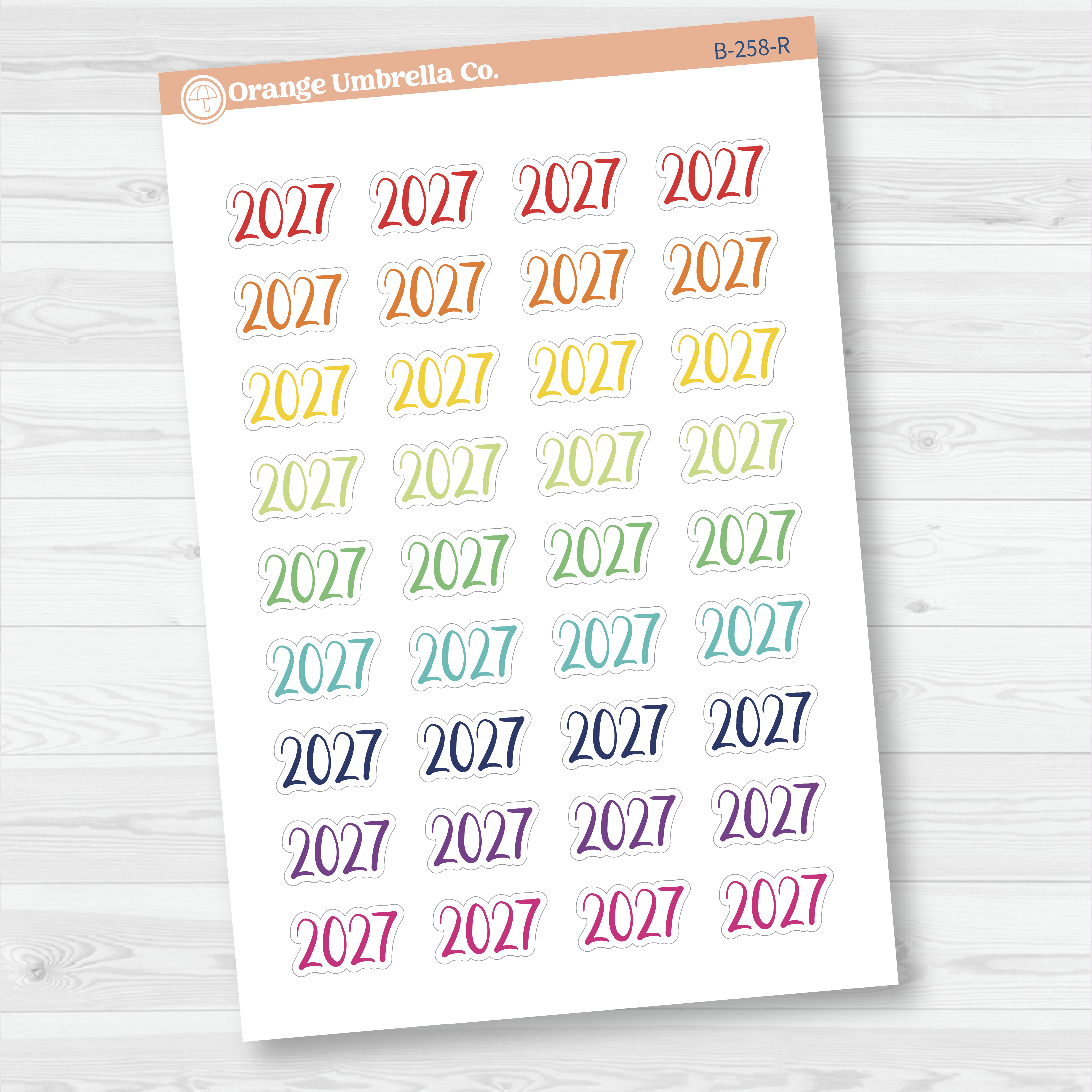 2027 Year Mini Script Planner Stickers | F2 | B-258