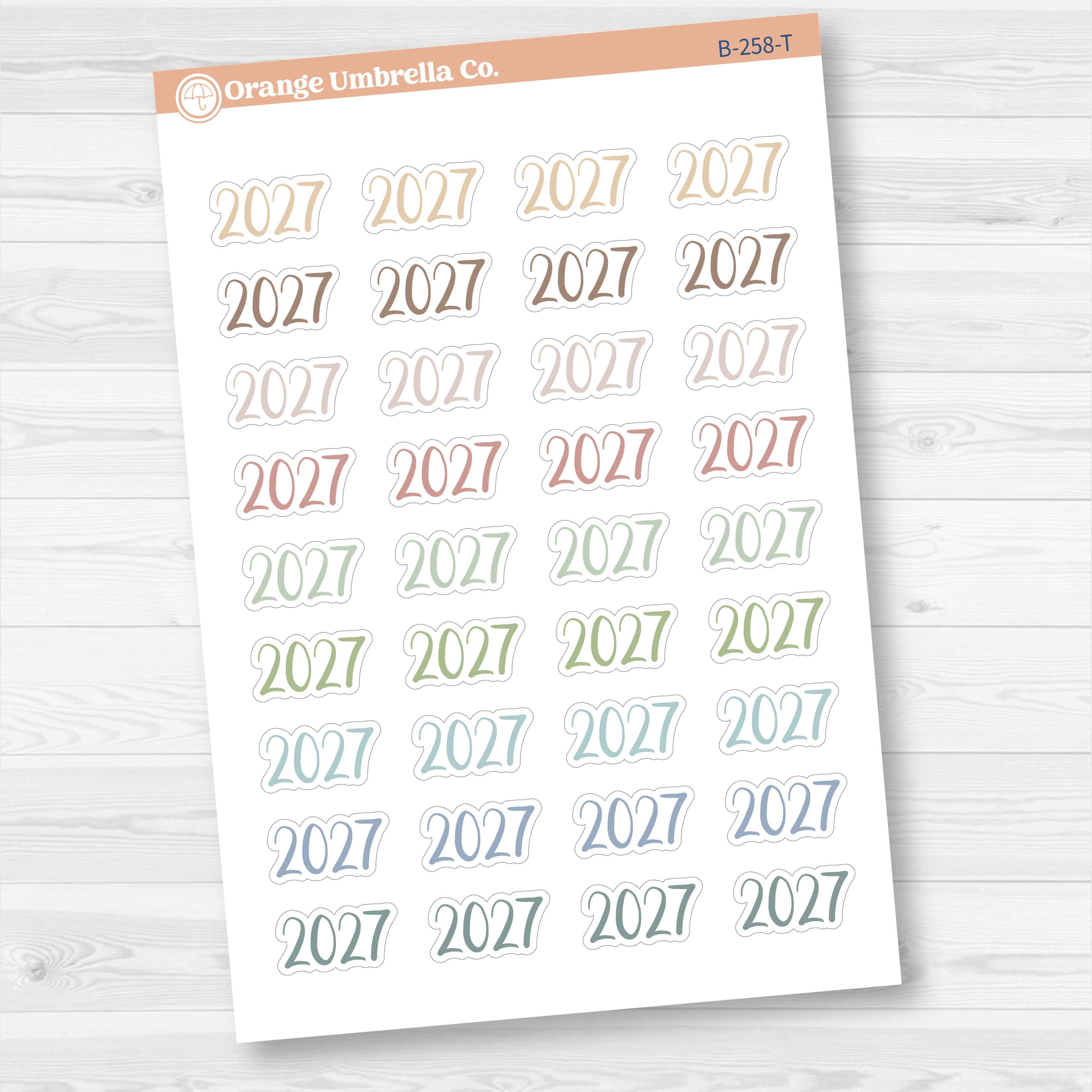 2027 Year Mini Script Planner Stickers | F2 | B-258