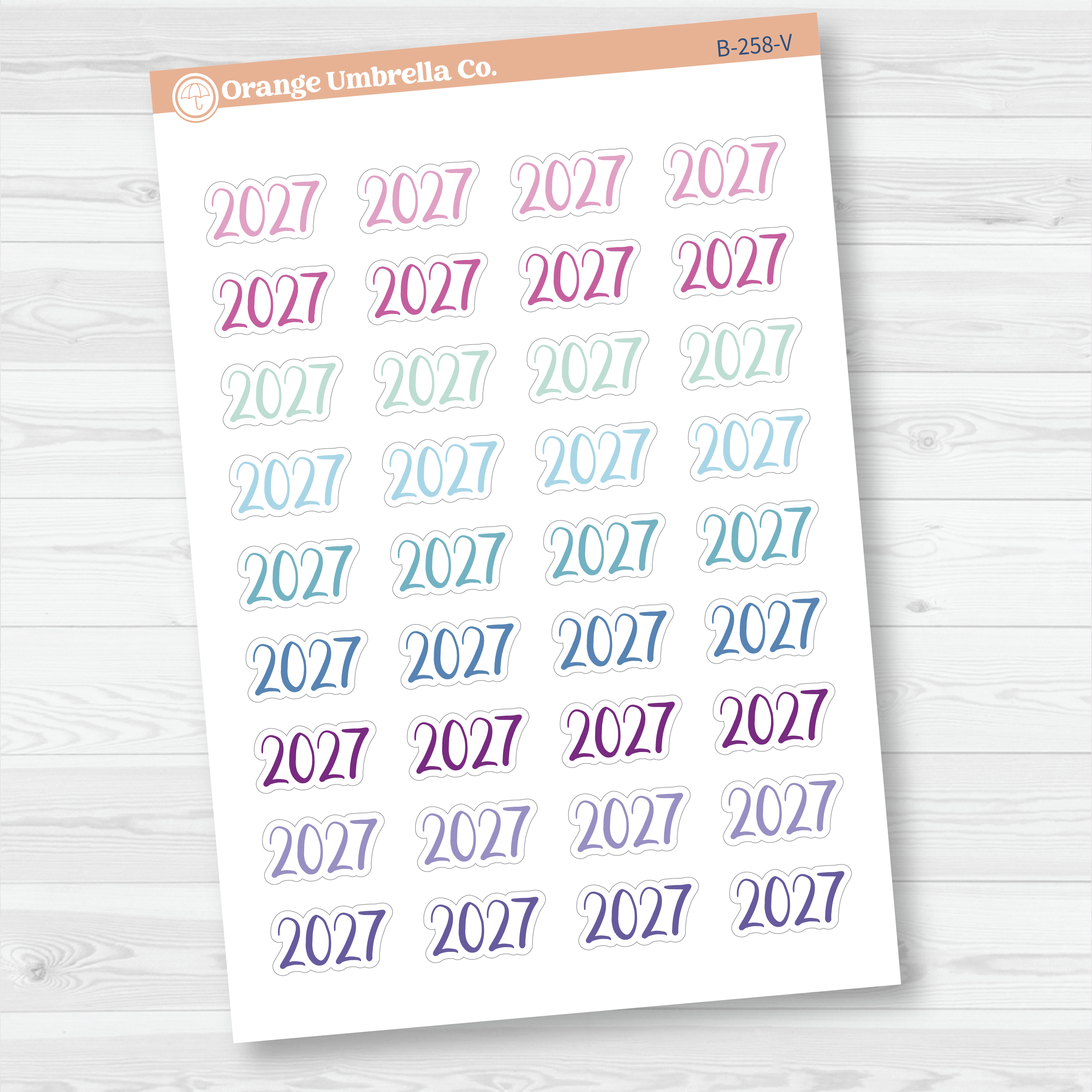 2027 Year Mini Script Planner Stickers | F2 | B-258