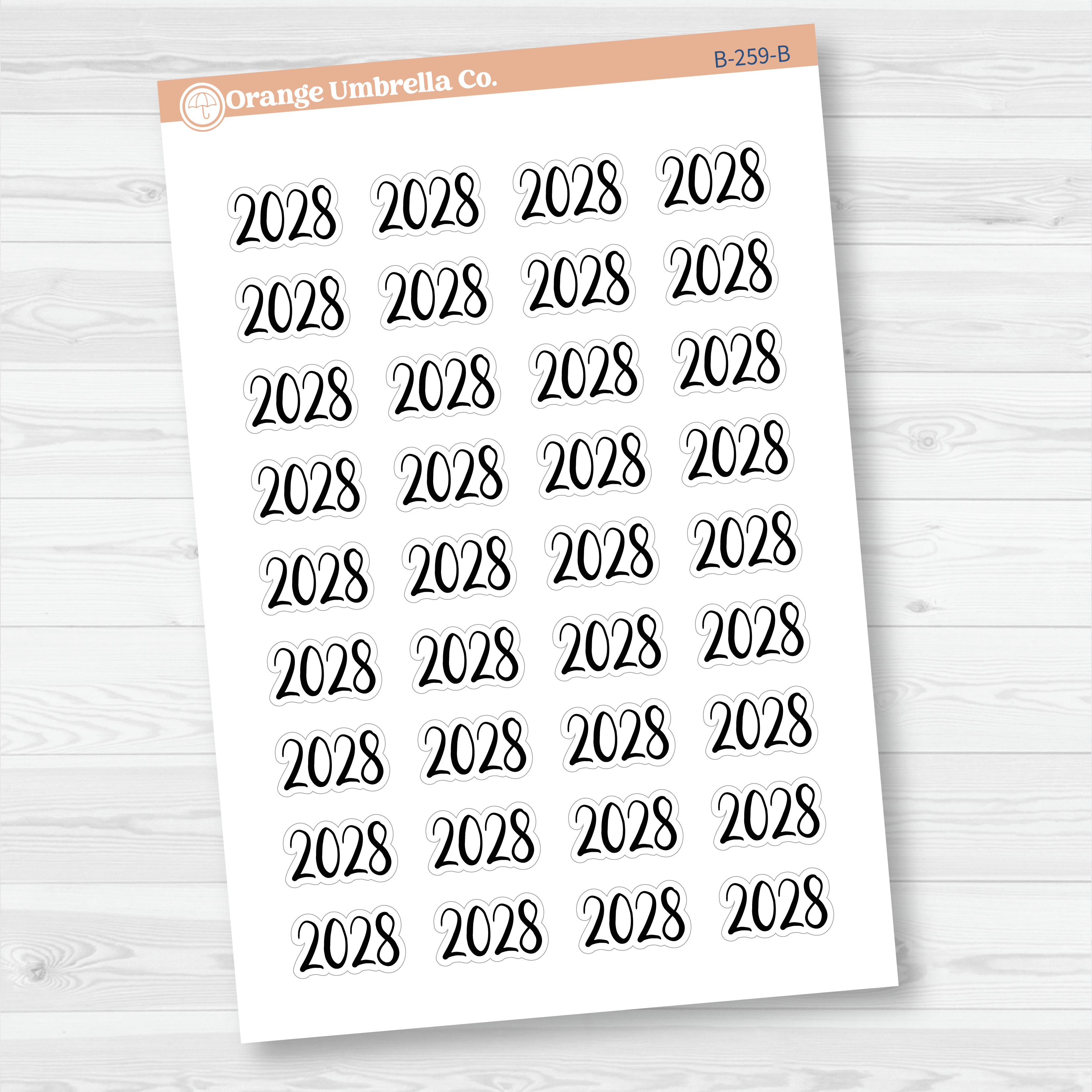 2028 Year Mini Script Planner Stickers | F2 | B-259