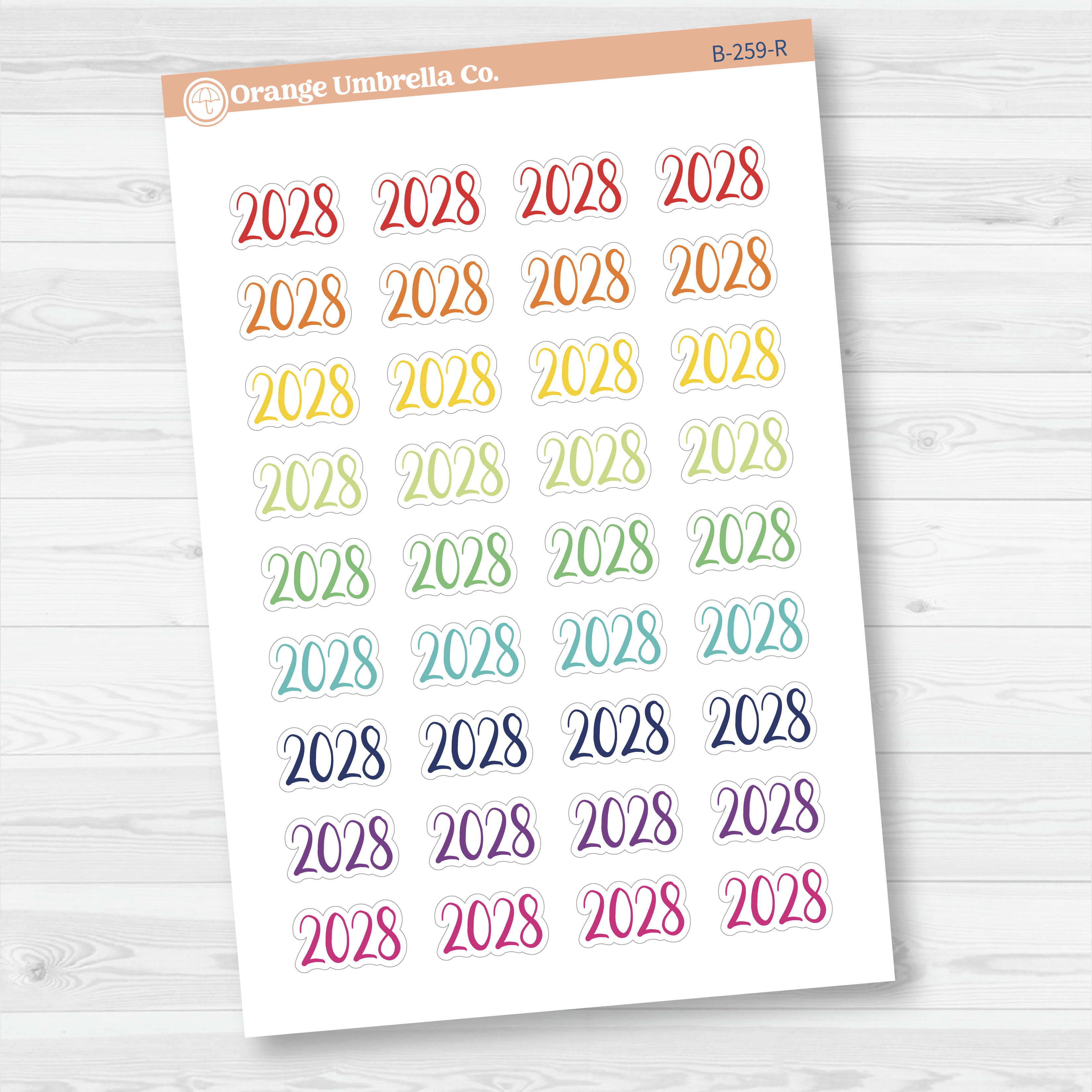 2028 Year Mini Script Planner Stickers | F2 | B-259