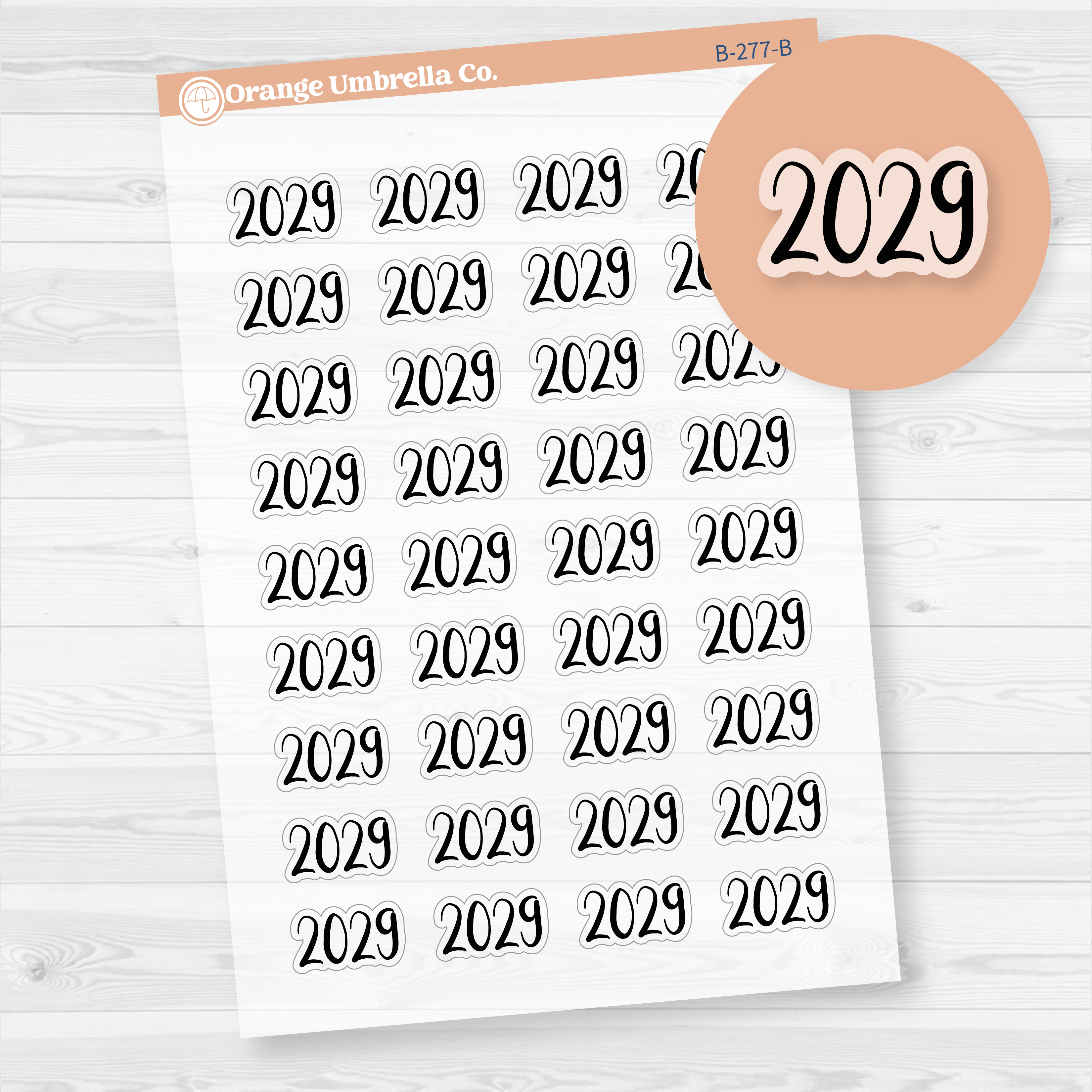 2029 Year Mini Script Planner Stickers | F2 | Clear Matte | B-277-BCM