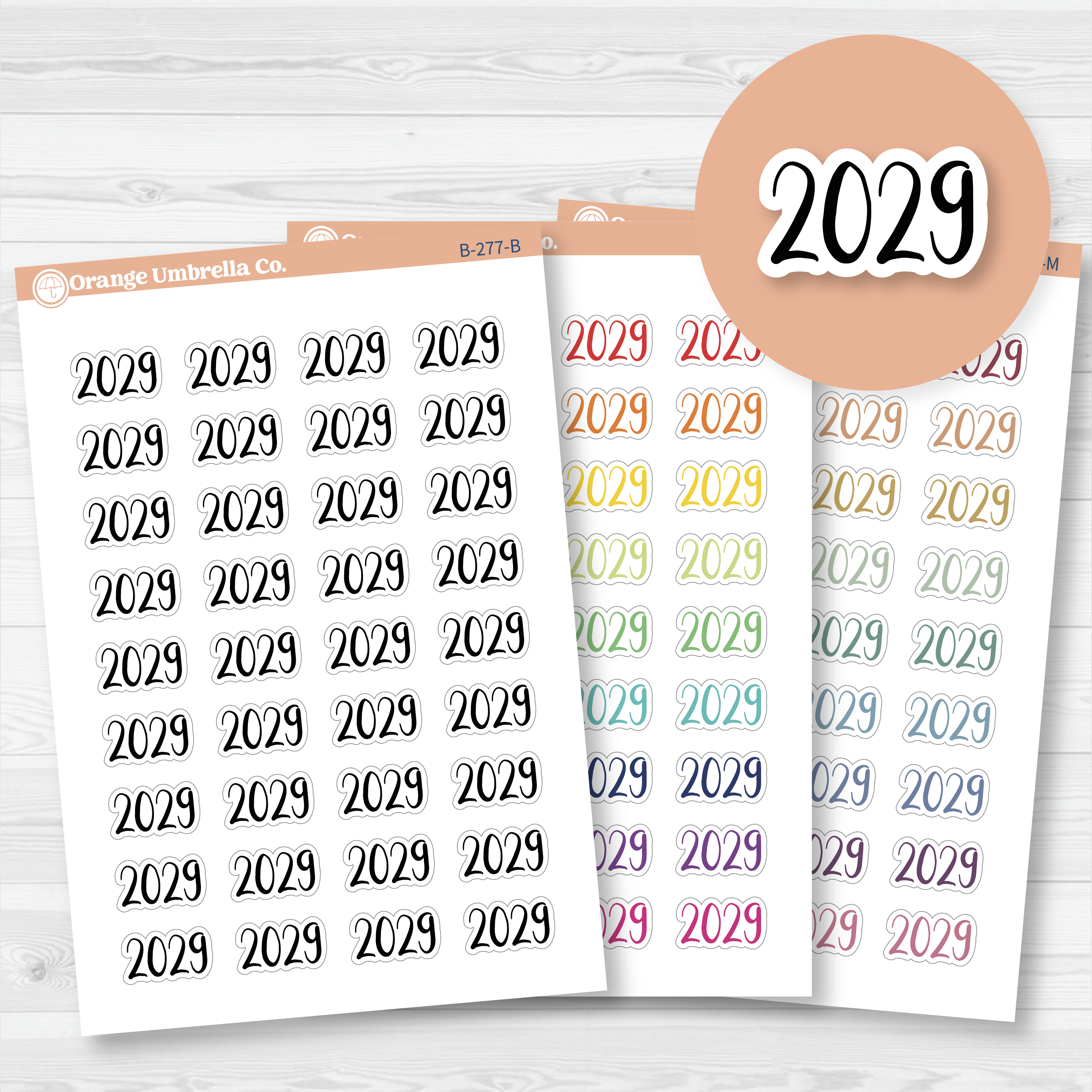 2029 Year Mini Script Planner Stickers | F2 | B-277