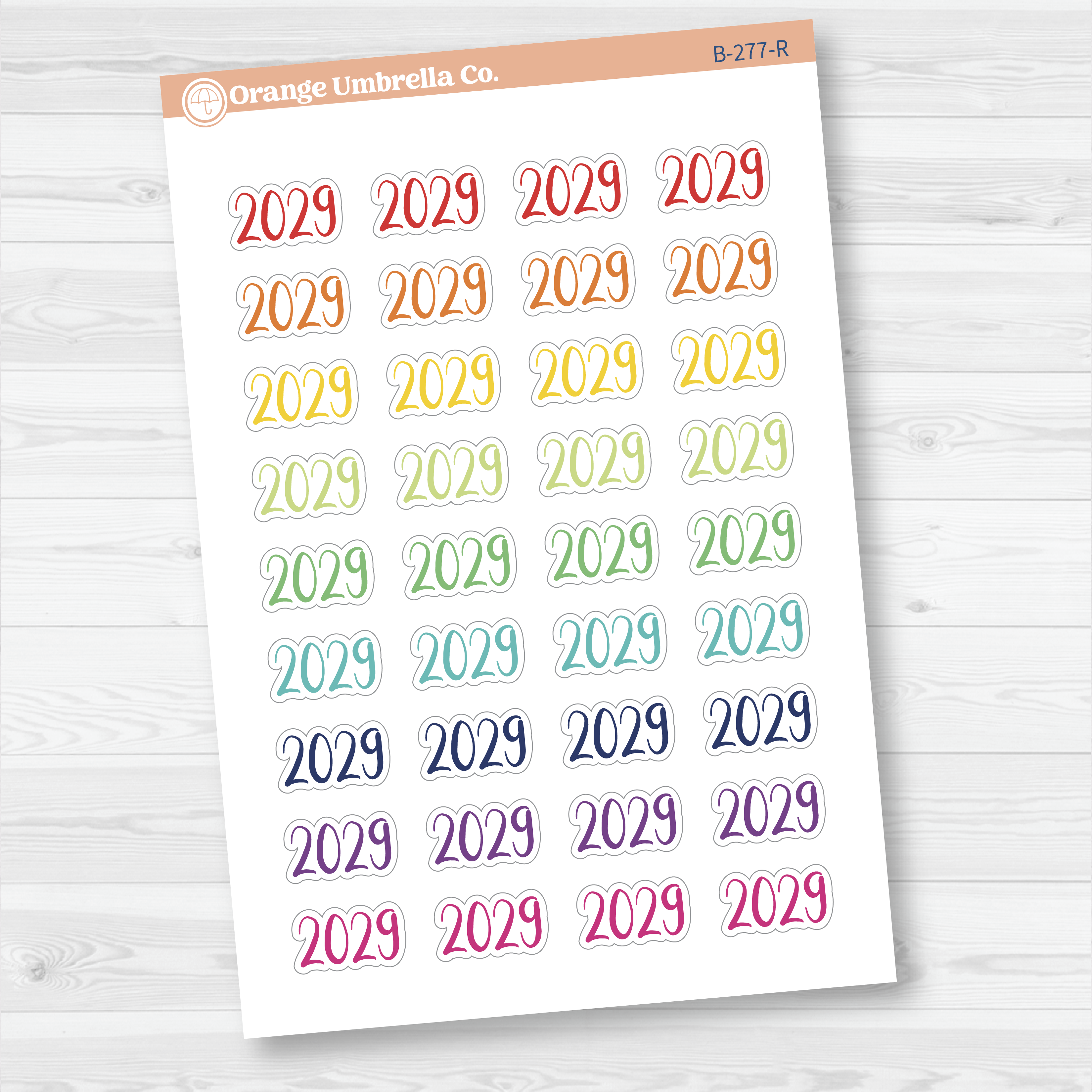 2029 Year Mini Script Planner Stickers | F2 | B-277