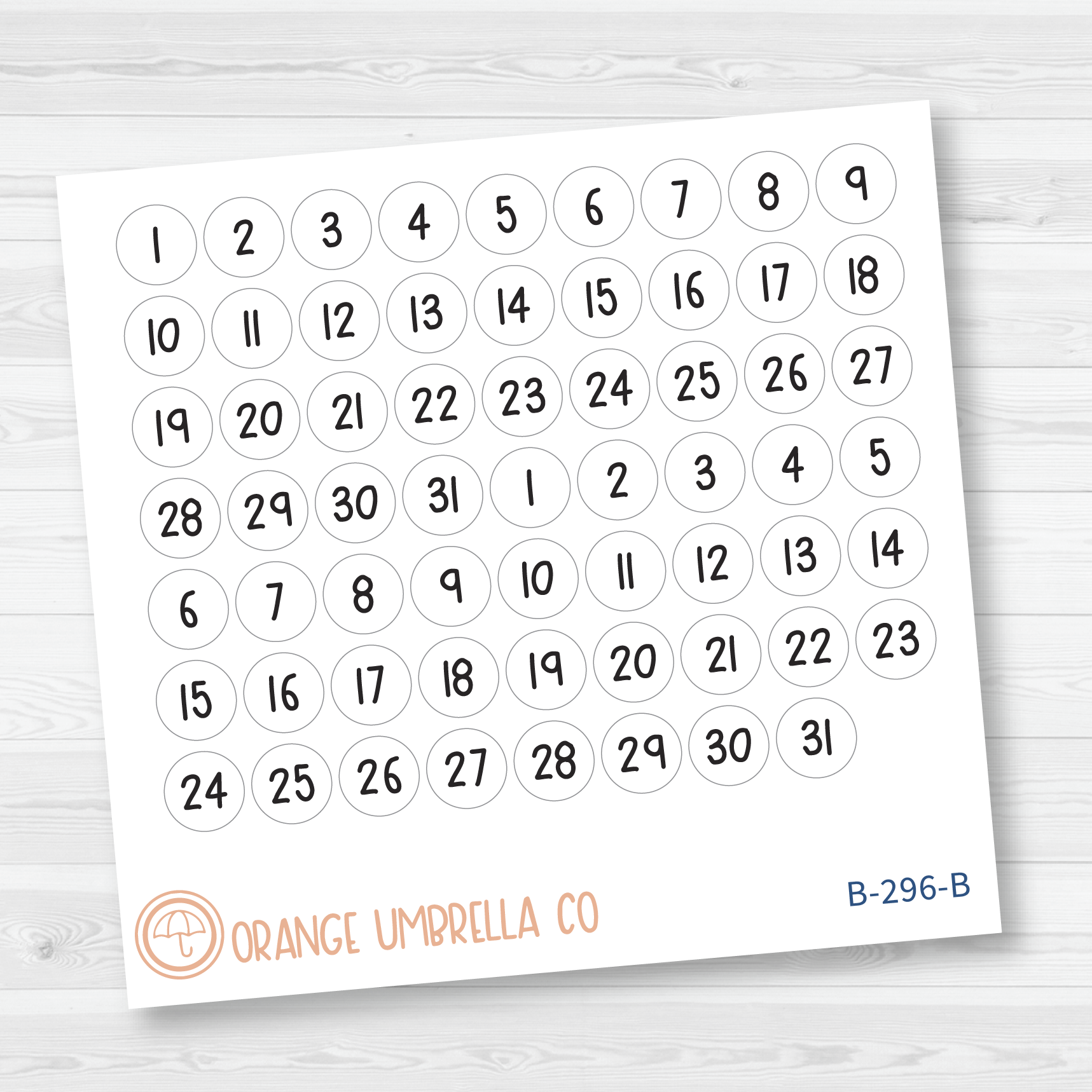 CLEARANCE | White Date Dot Planner Stickers | Circle or Square Date Numbers | FSP | B-296-297
