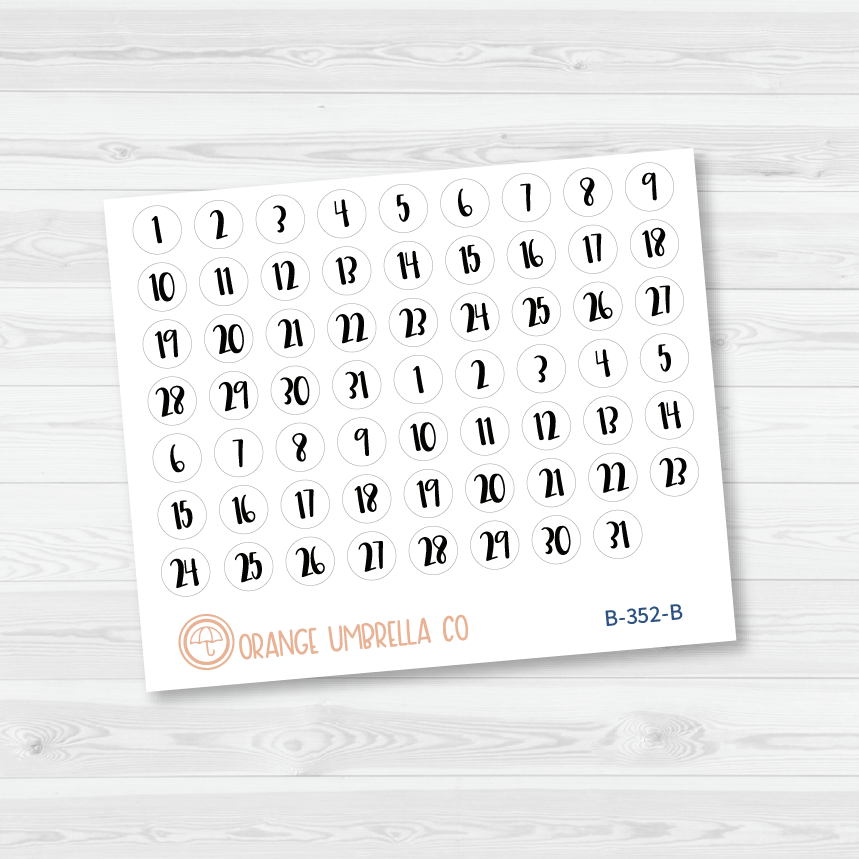Date Dot Cover Planner Stickers | Circle | B-352