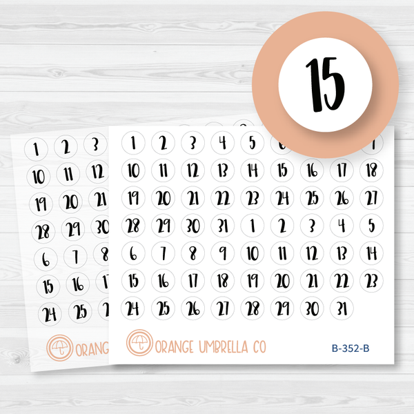 Date Dot Cover Planner Stickers | Circle | B-352