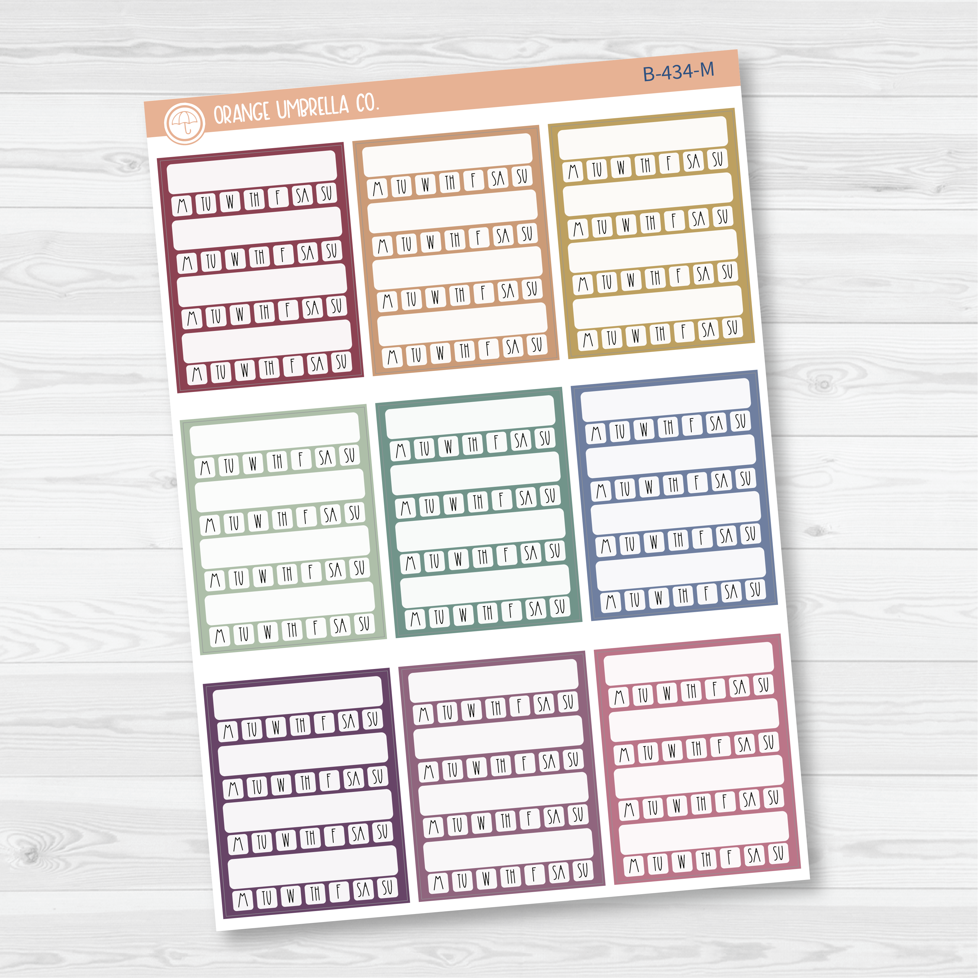 Side Bar Week Habit Tracker Planner Stickers, Blank Labels for Tracking, Color Print Planning Stickers (B-434)
