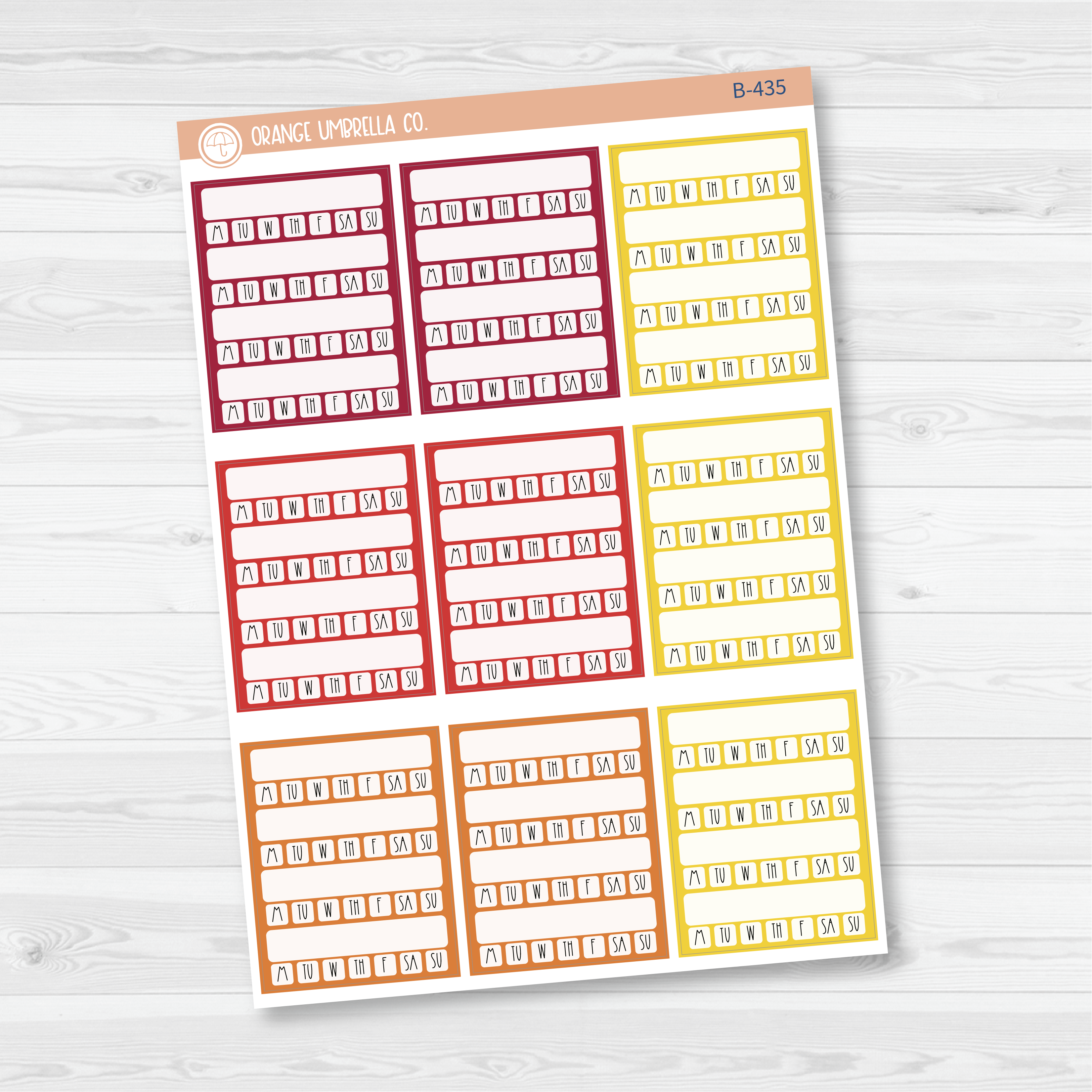 CLEARANCE | Side Bar Week Habit Tracker Planner Stickers, Blank Labels for Tracking, Color Print Planning Stickers (B-435/436/437)