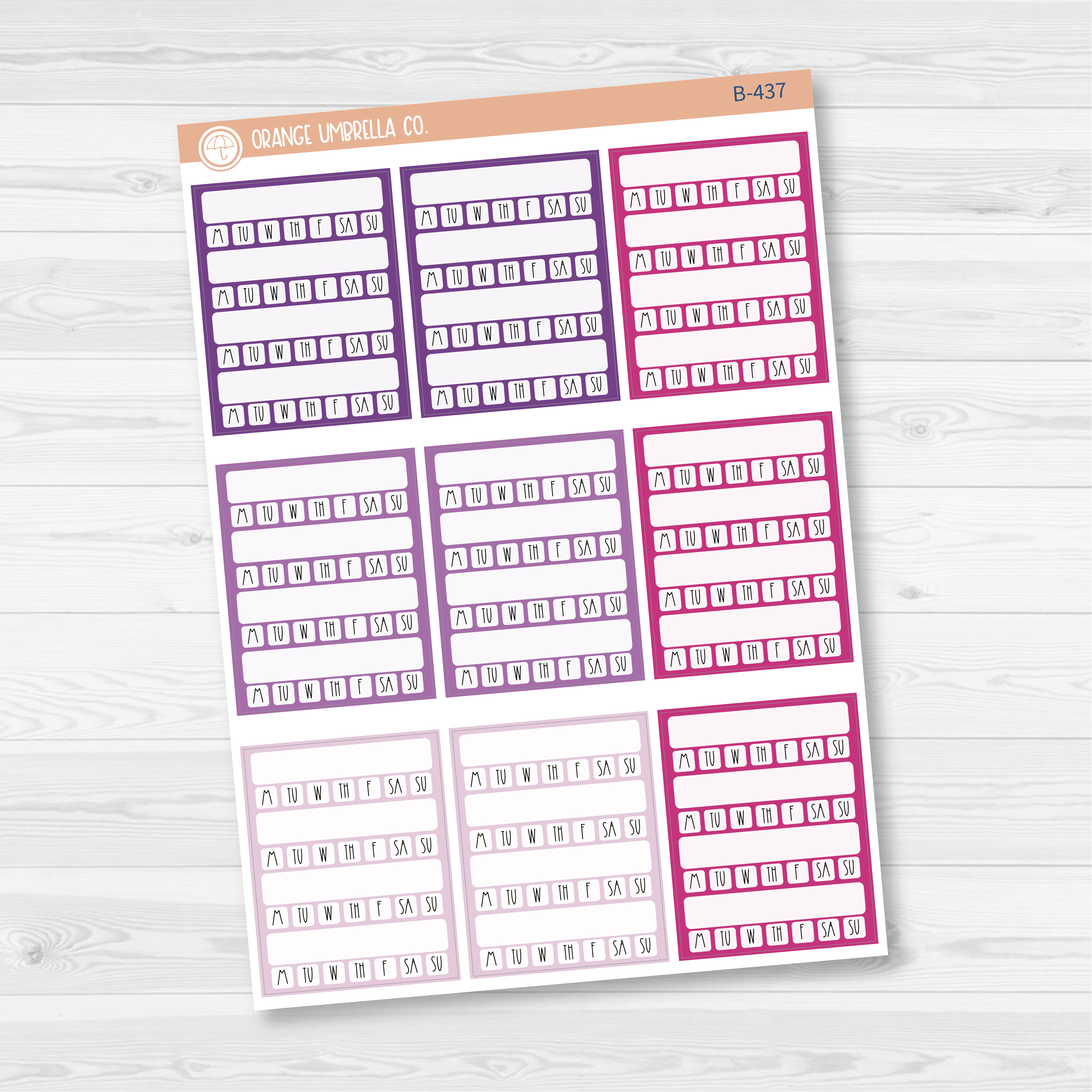 CLEARANCE | Side Bar Week Habit Tracker Planner Stickers, Blank Labels for Tracking, Color Print Planning Stickers (B-435/436/437)