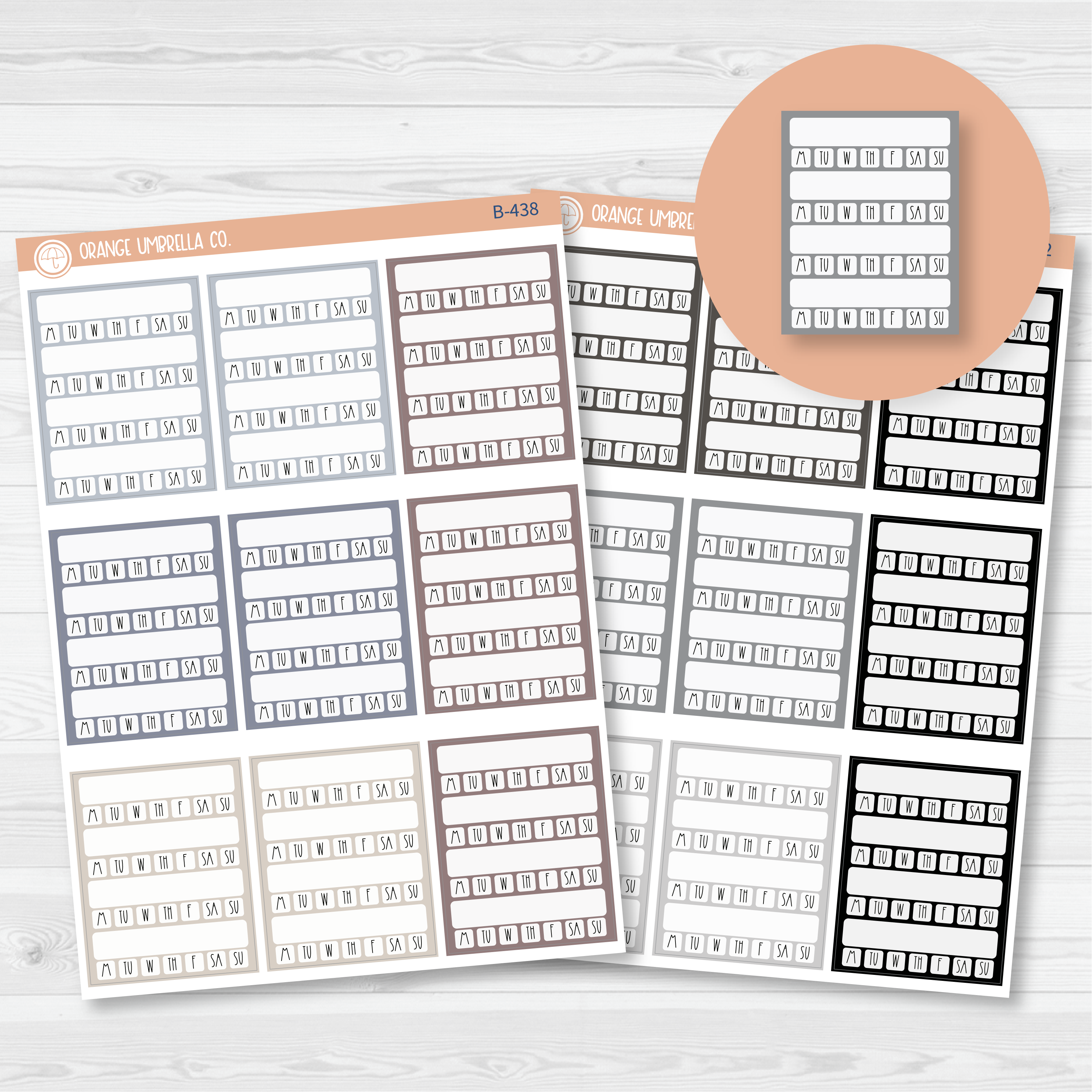 CLEARANCE | Side Bar Week Habit Tracker Planner Stickers, Blank Labels for Tracking, Color Print Planning Stickers (B-438/442)