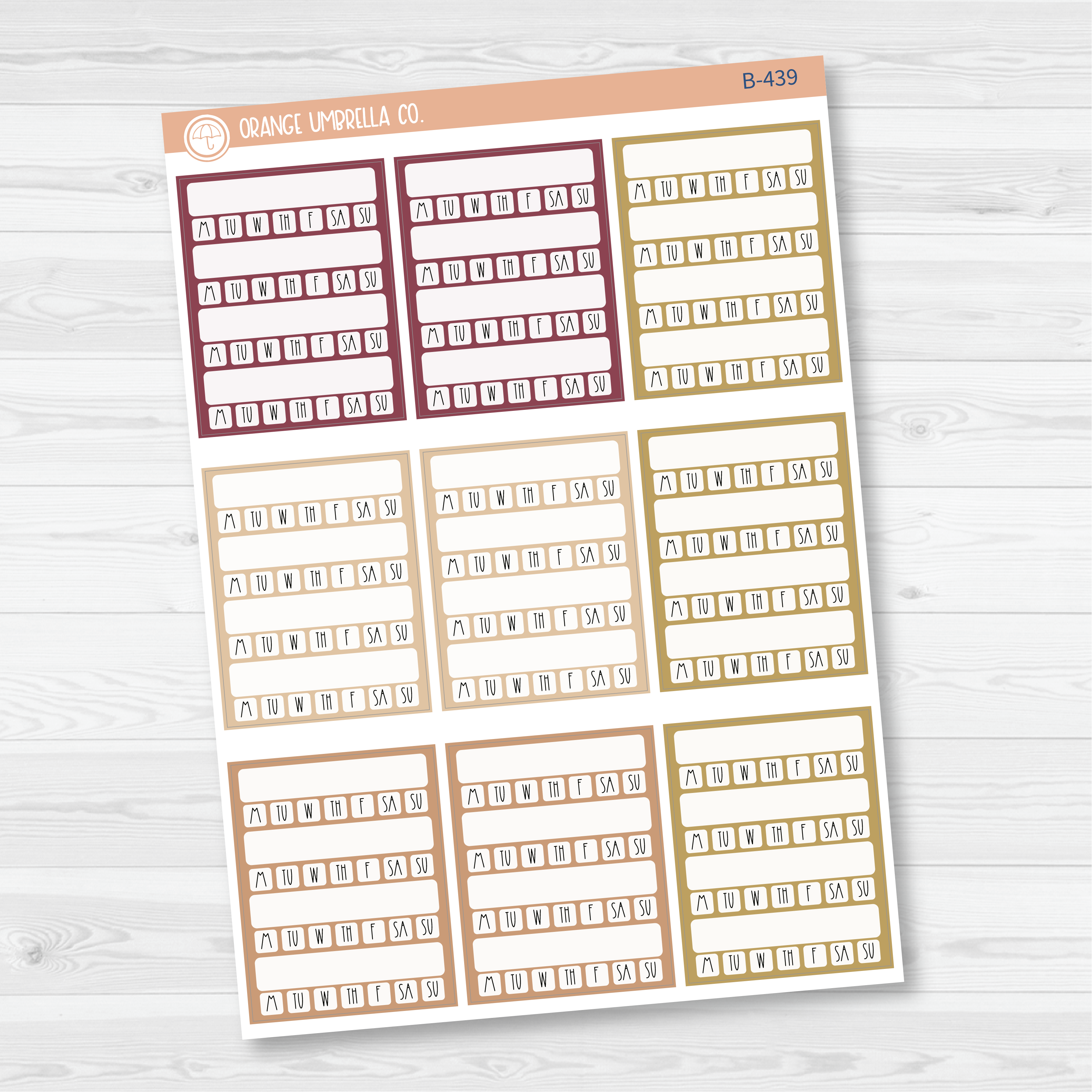 CLEARANCE | Side Bar Week Habit Tracker Planner Stickers, Blank Labels for Tracking, Color Print Planning Stickers (B-439/440/441)