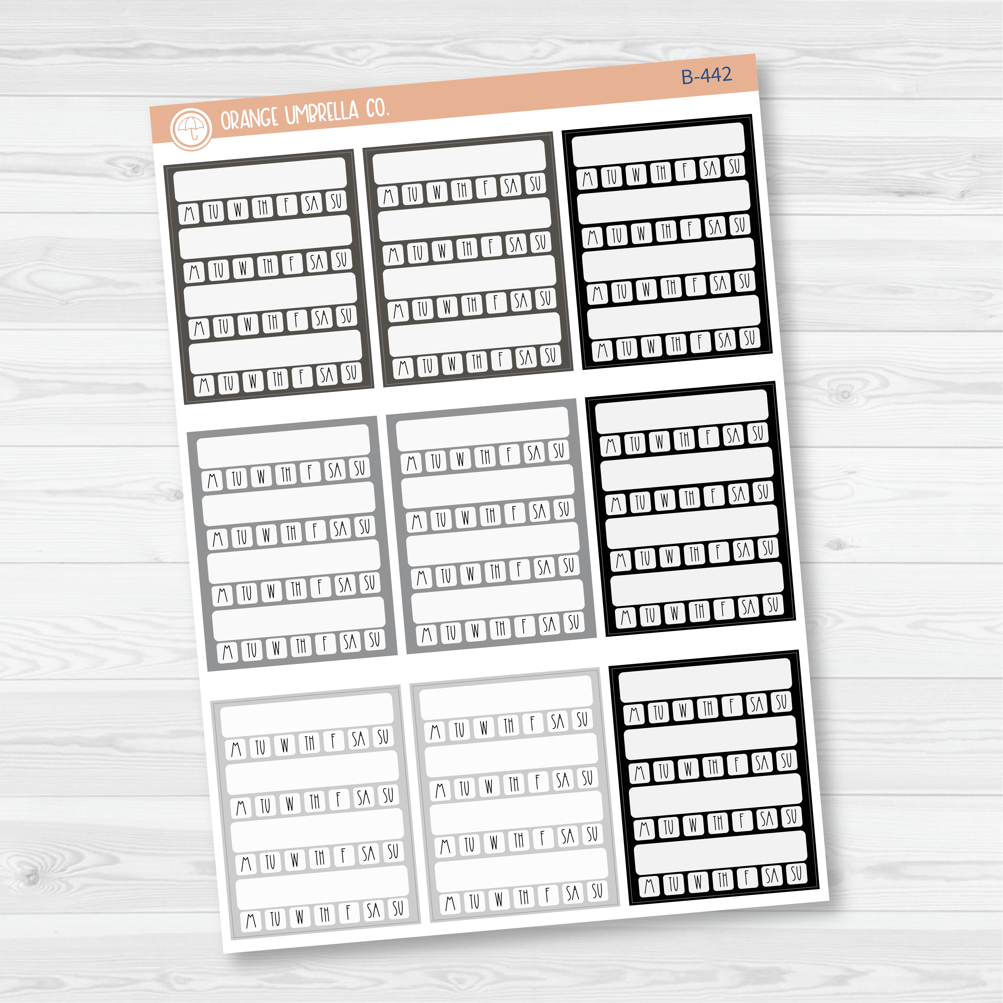 CLEARANCE | Side Bar Week Habit Tracker Planner Stickers, Blank Labels for Tracking, Color Print Planning Stickers (B-438/442)