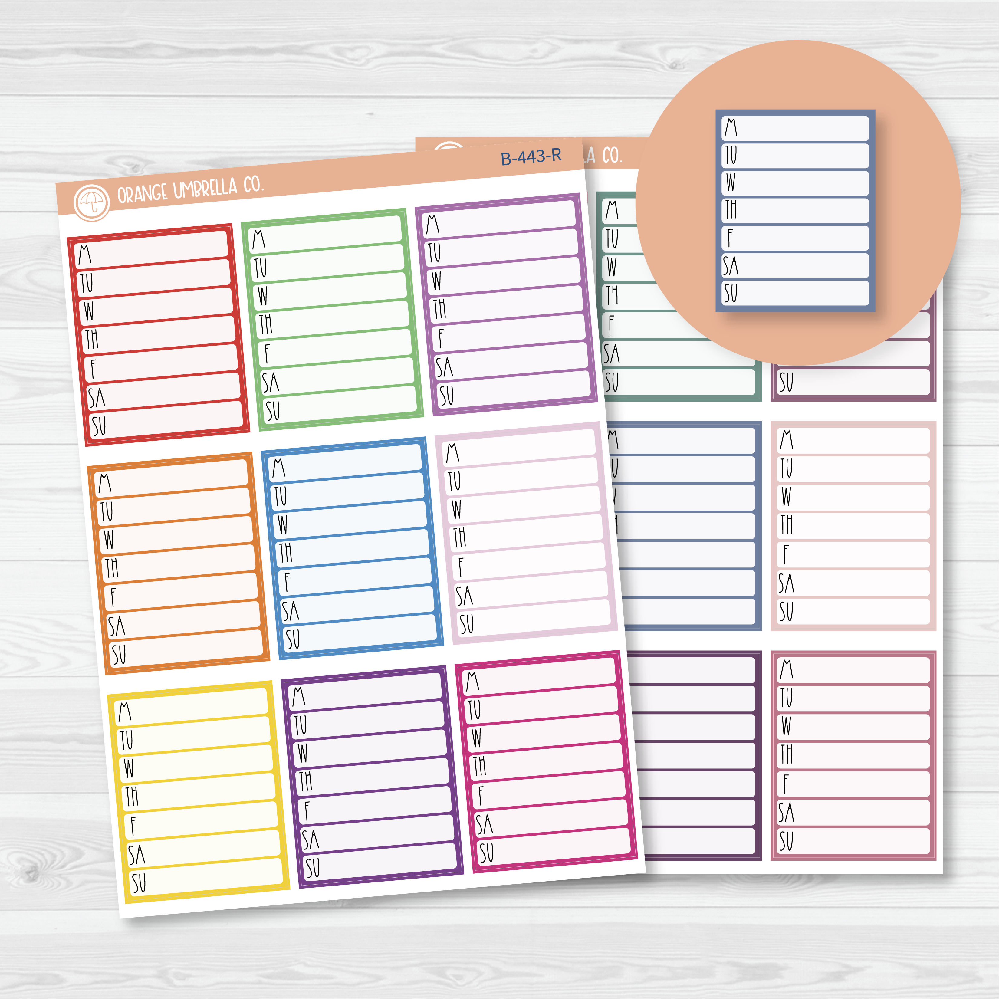 CLEARANCE | Side Bar Weekly Habit Tracker Planner Stickers, Blank Labels for Tracking, Color Print Planning Stickers (B-443)
