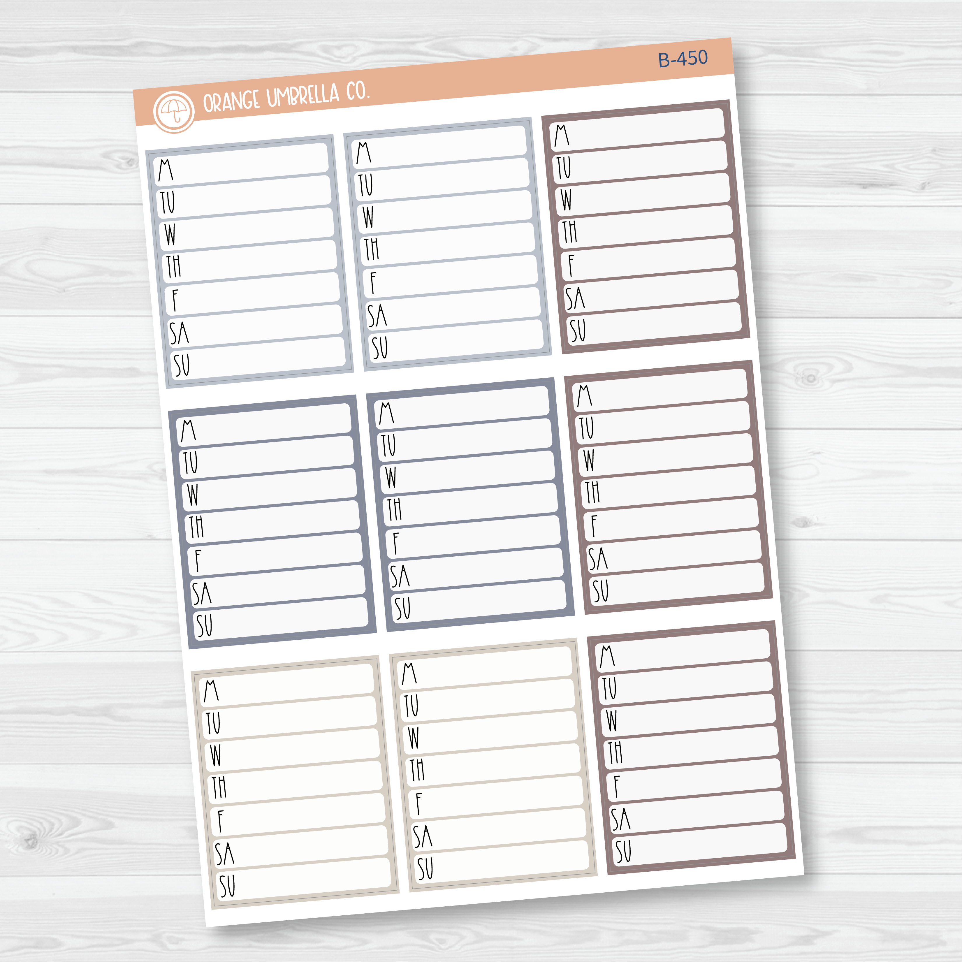 CLEARANCE | Side Bar Weekly Habit Tracker Planner Stickers | Neutrals | B-450/451