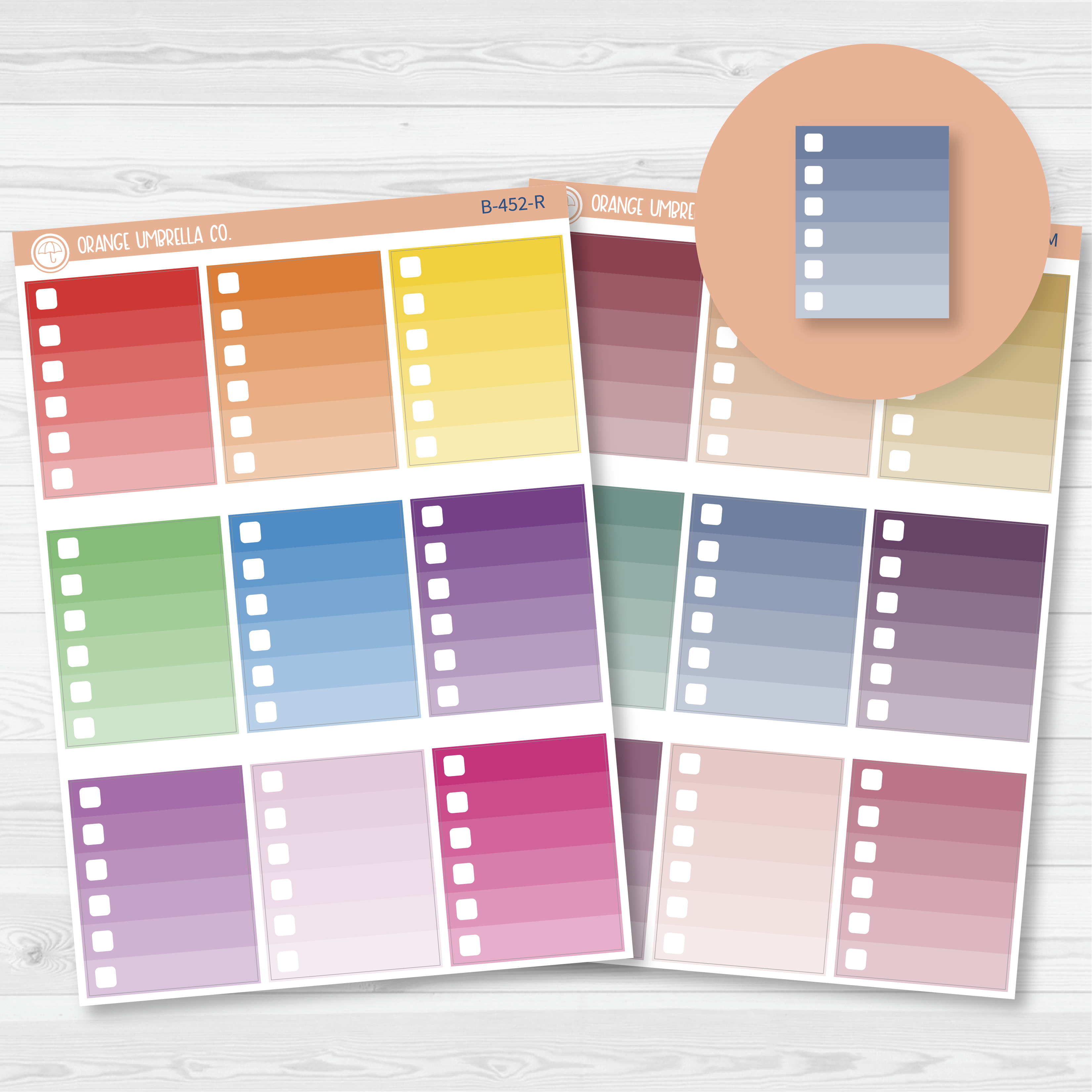 CLEARANCE | Ombre Check Box Planner Stickers | B-452