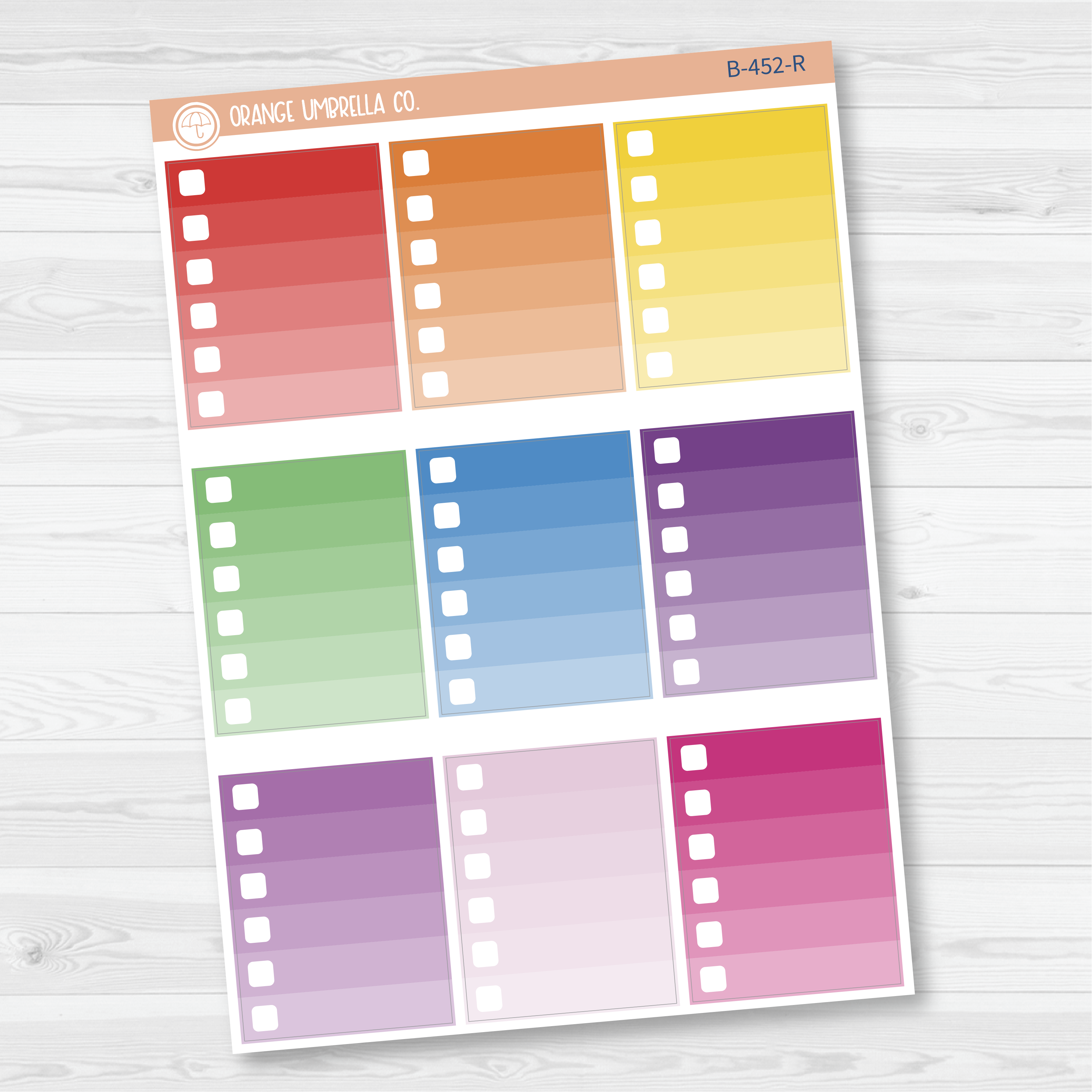 CLEARANCE | Ombre Check Box Planner Stickers | B-452