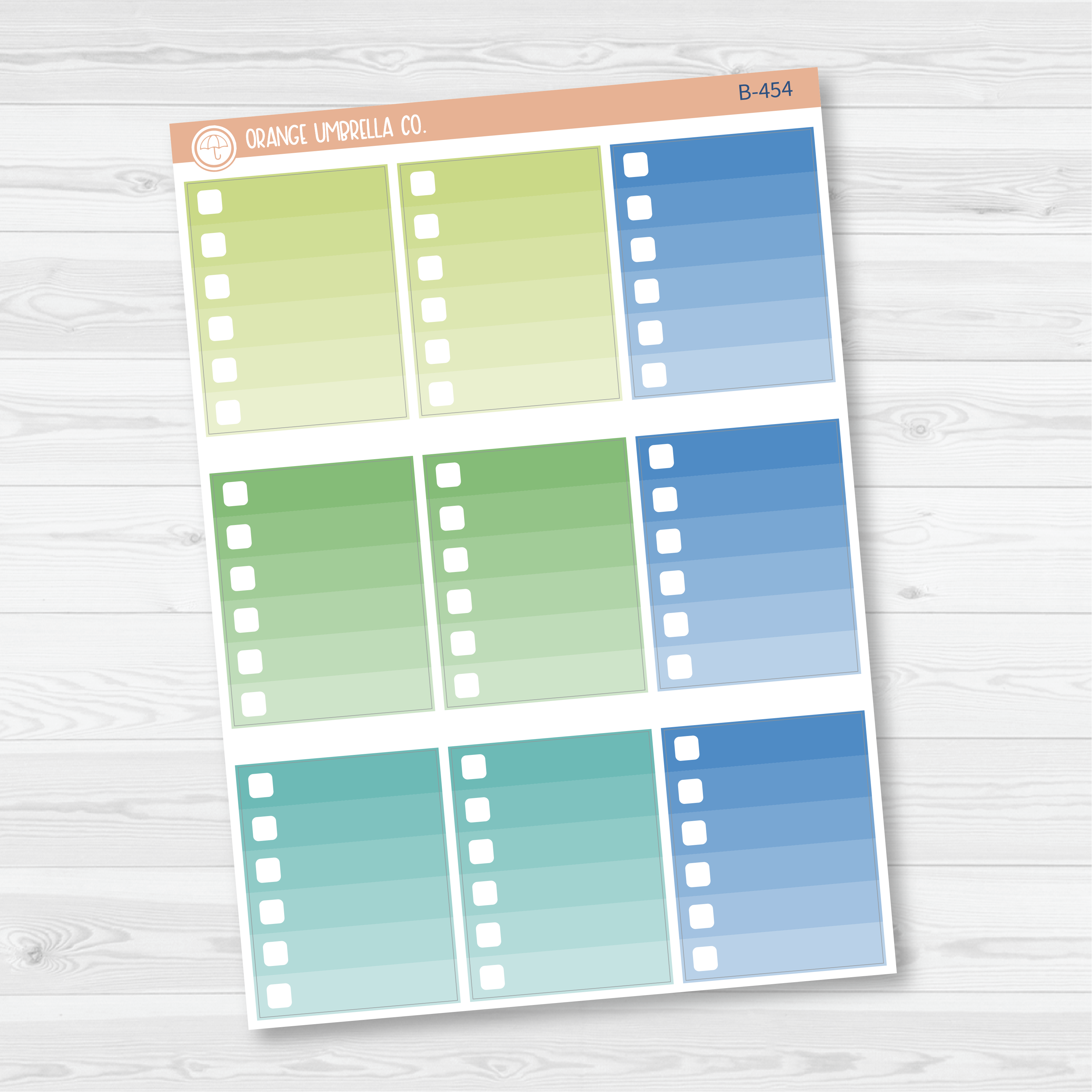CLEARANCE | Ombre Check Box Planner Stickers | Vibrants | B-453/454/455
