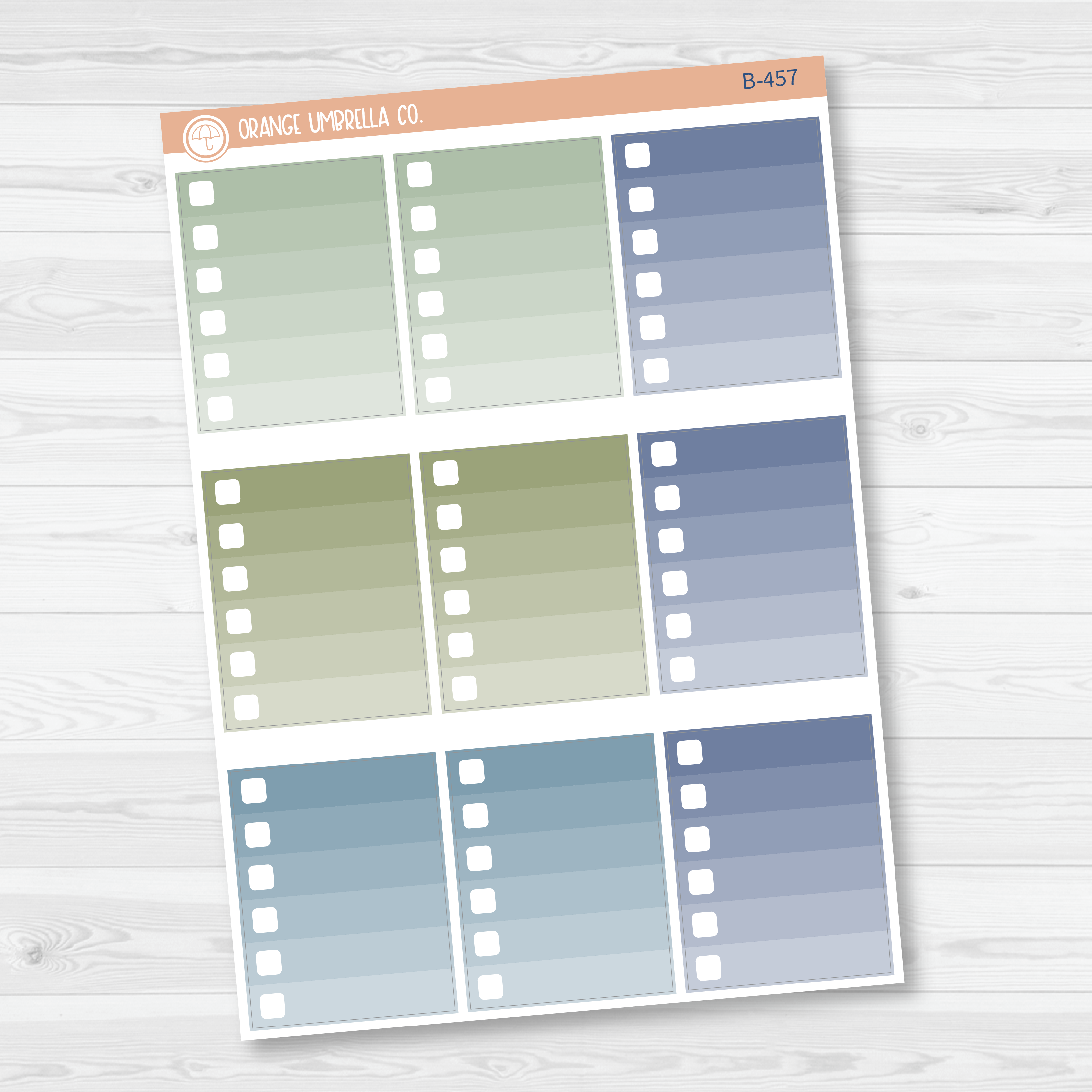 CLEARANCE | Ombre Check Box Planner Stickers | Muted | B-456/457/458)