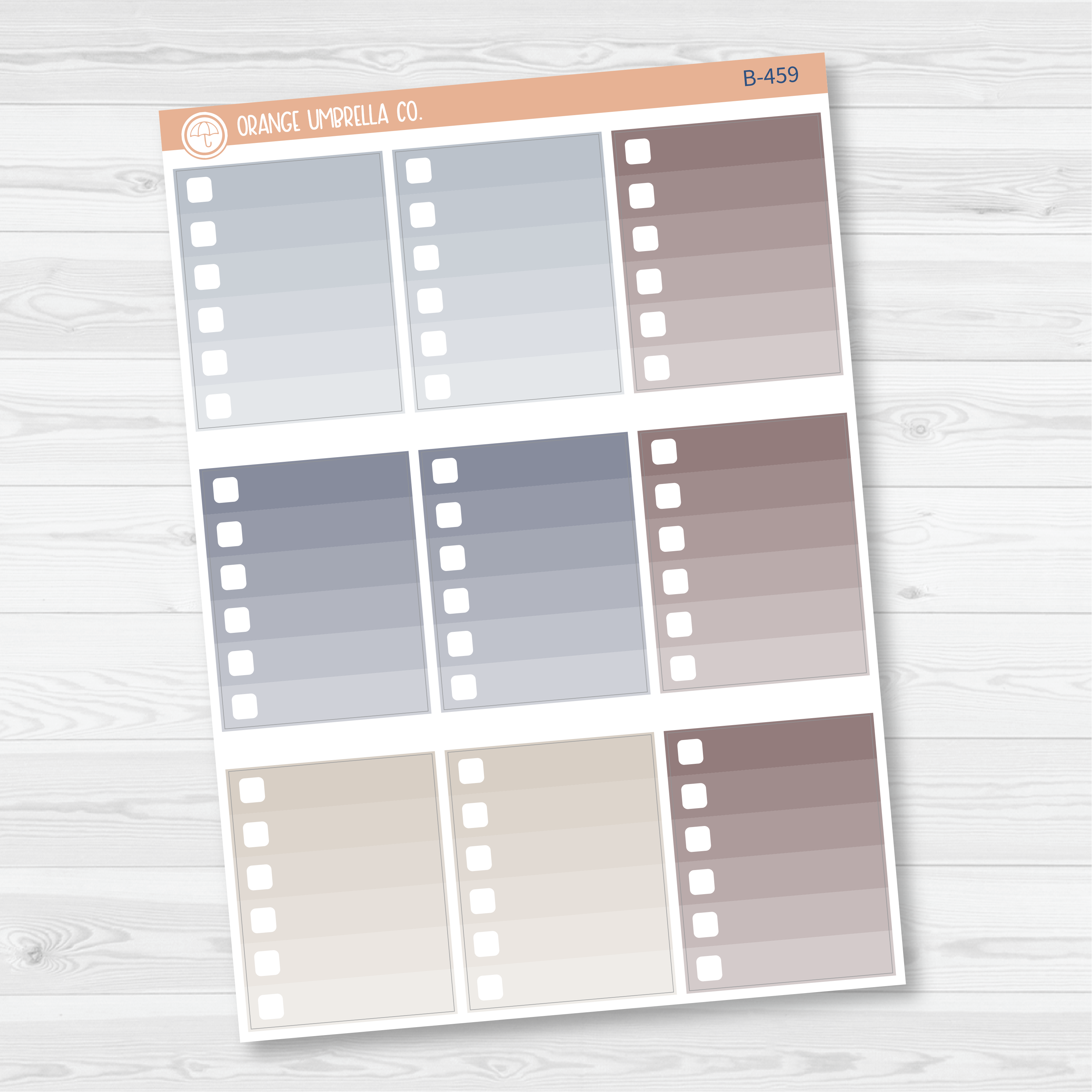 CLEARANCE | Ombre Check Box Planner Stickers | Neutrals | B-459/460