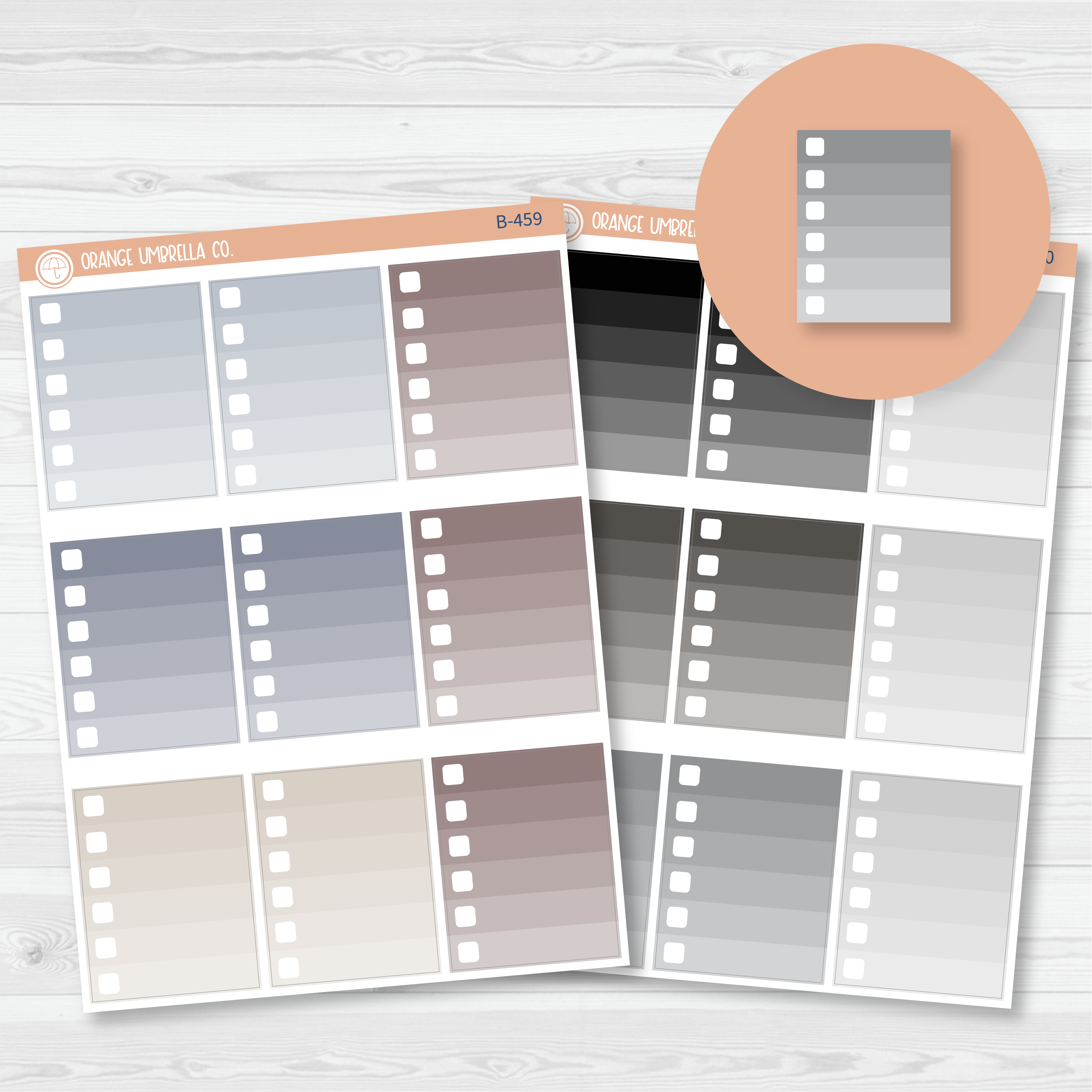 CLEARANCE | Ombre Check Box Planner Stickers | Neutrals | B-459/460