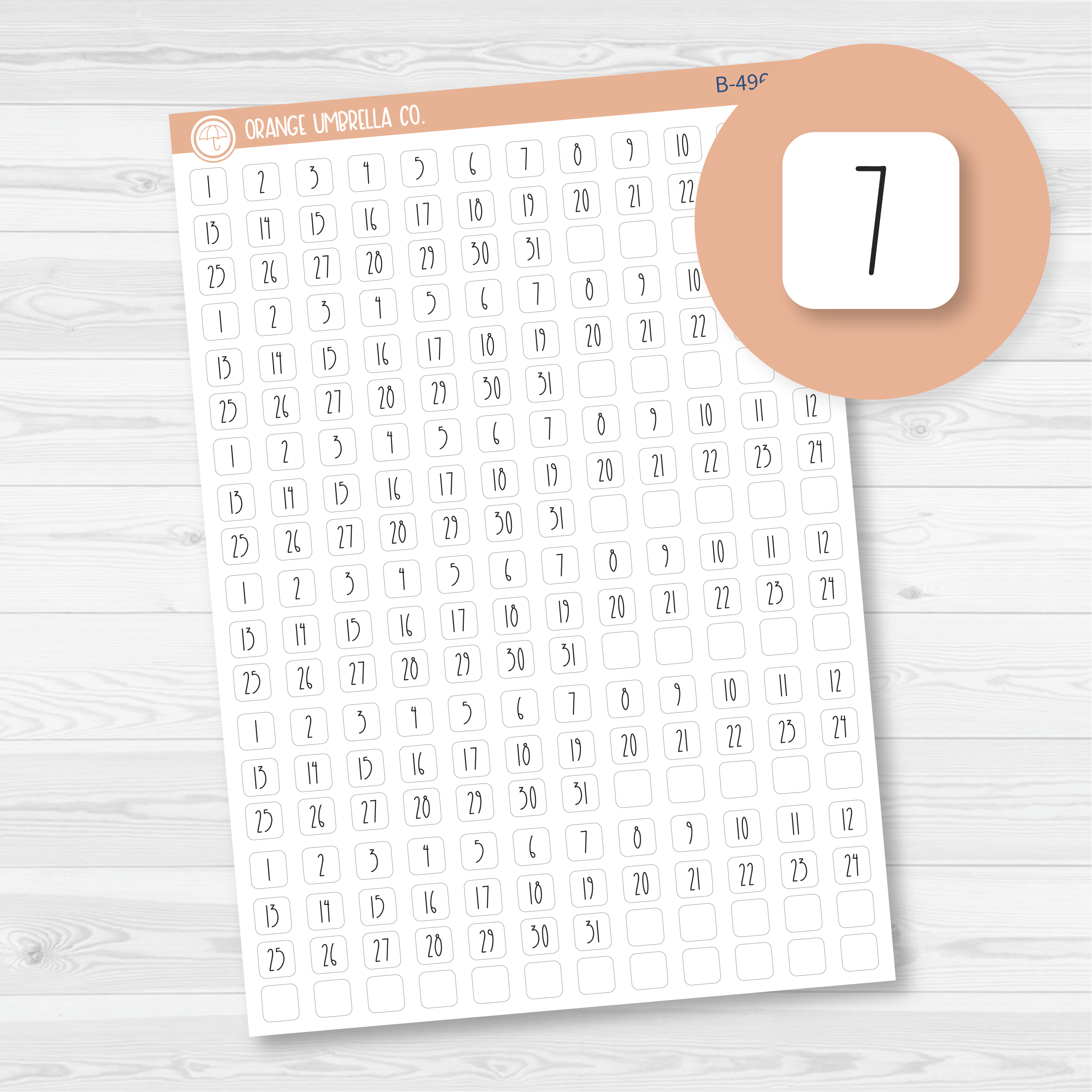 CLEARANCE | 6 Months of Date Dot Covers Tiny Planner Stickers | FC12 Script Square | B-496-B