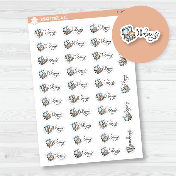 Vacation Countdown Labels - Spazz Suitcase Planner Stickers | B-497